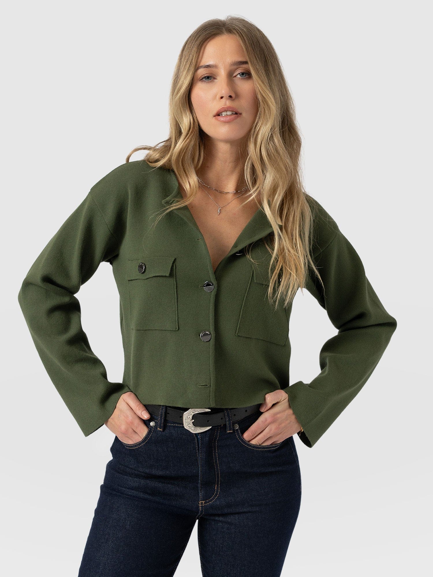Maeva Knit Jacket - Khaki - Image 3