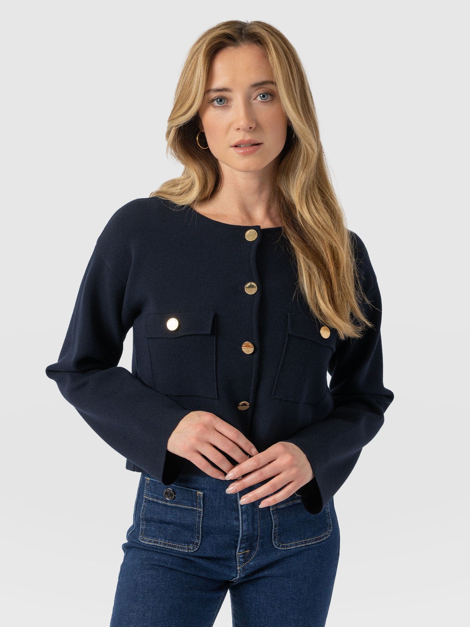 Maeva Knit Jacket - Navy - Image 6