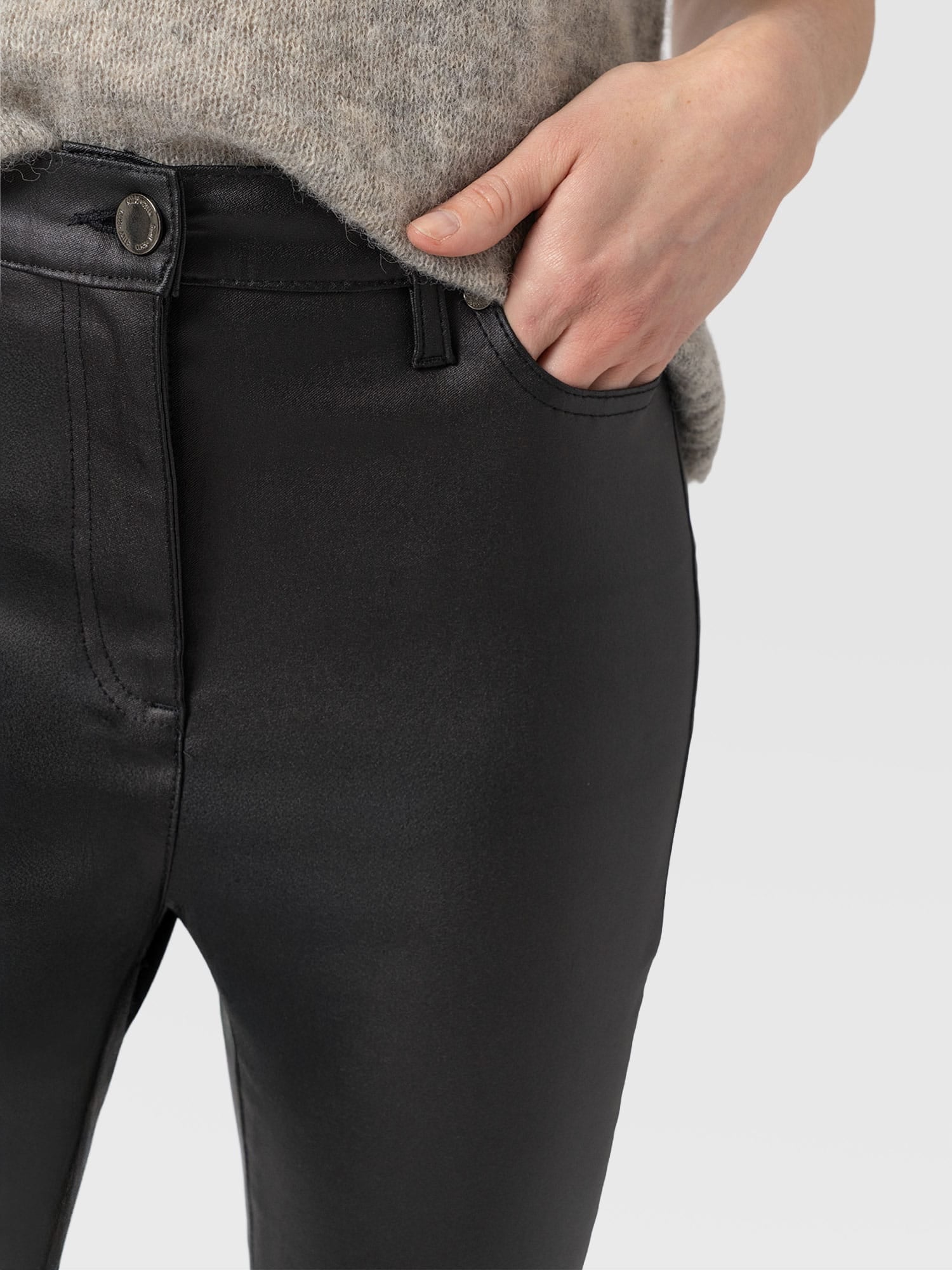 Maeva Skinny Pant - Black Coated - Image 5