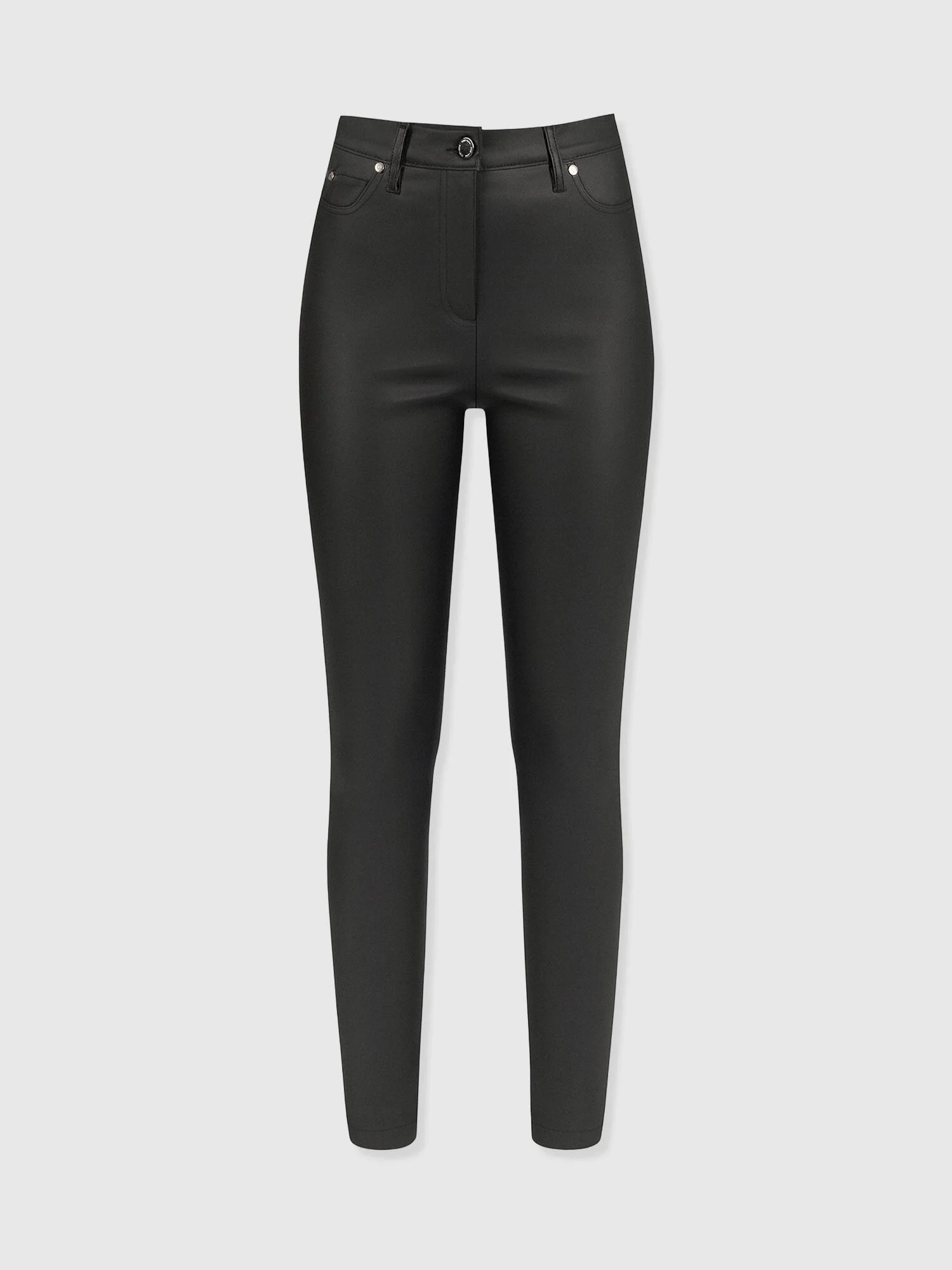 Maeva Skinny Pant - Black Coated - Image 7