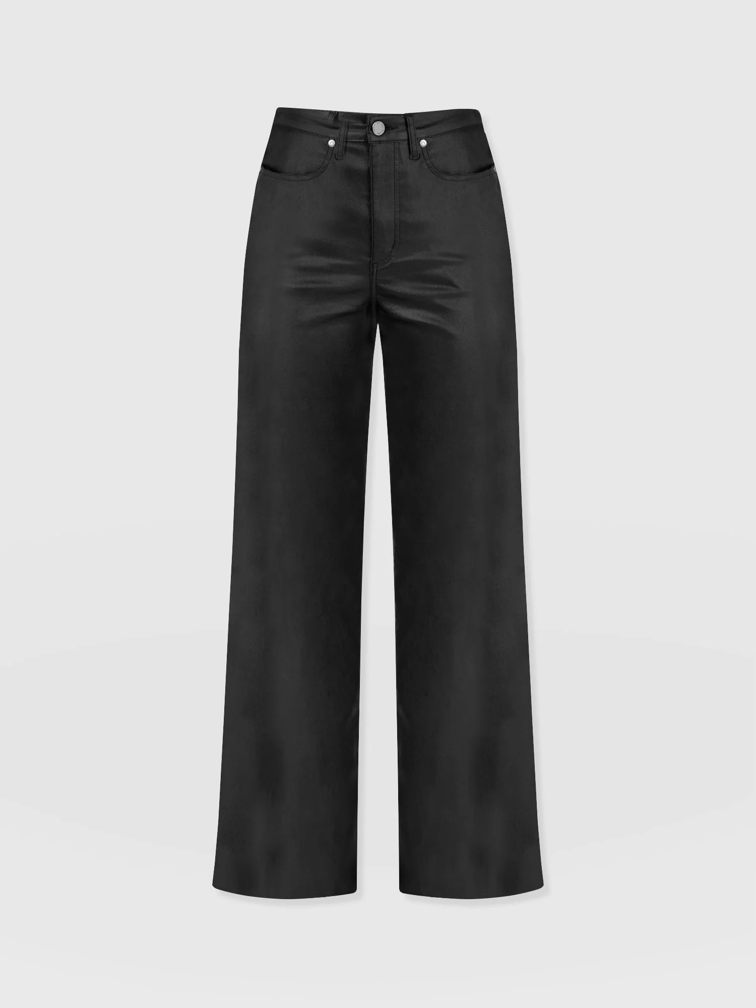 Maeve Wide Leg Pant - Black Coated - Image 7