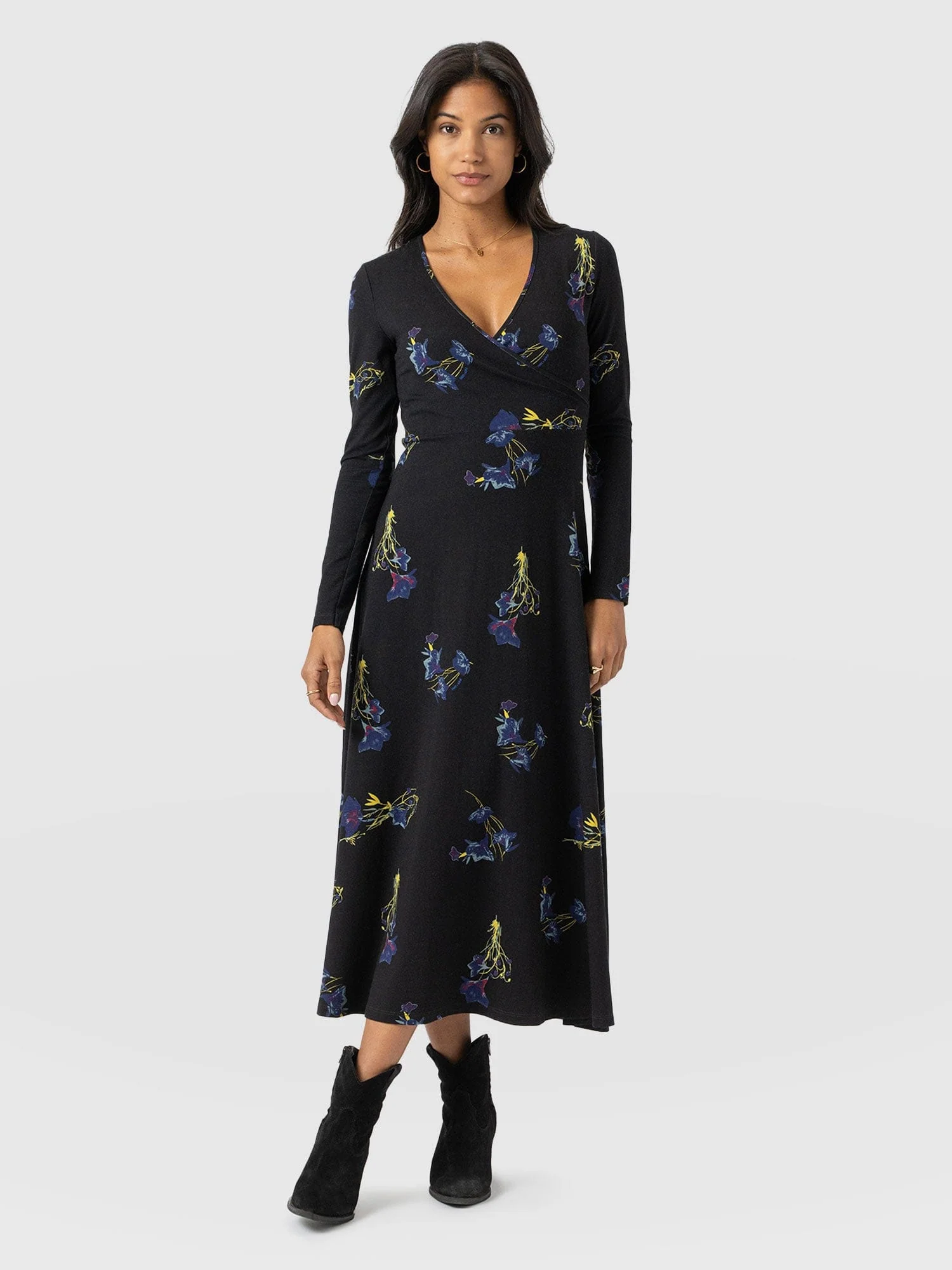 Maggie Wrap Midi Dress - Blue Lily Gardens - Image 3