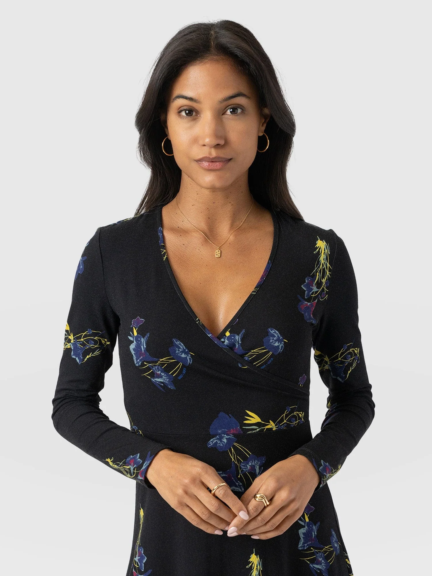 Maggie Wrap Midi Dress - Blue Lily Gardens - Image 4