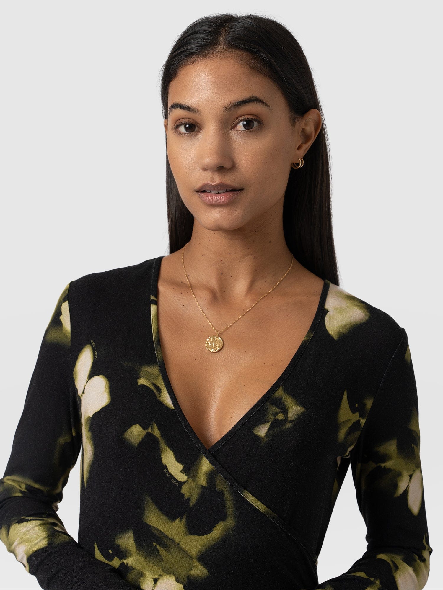Maggie Wrap Midi Dress - Green Aurora - Image 3