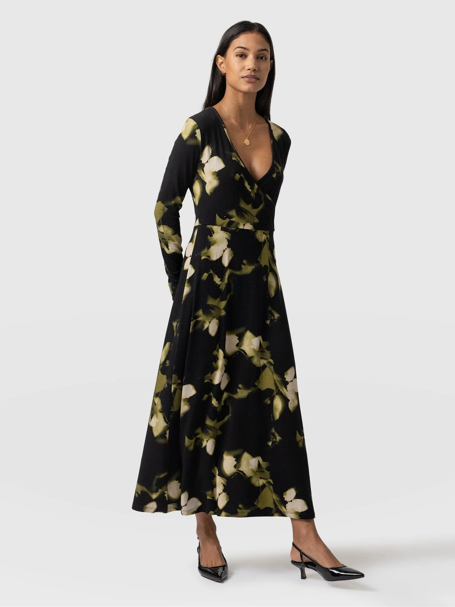 Maggie Wrap Midi Dress - Green Aurora - Image 6