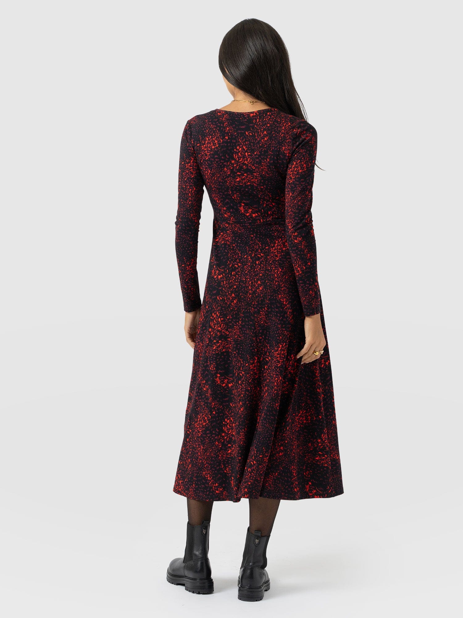 Maggie Wrap Midi Dress - Red Fade Spot - Image 6