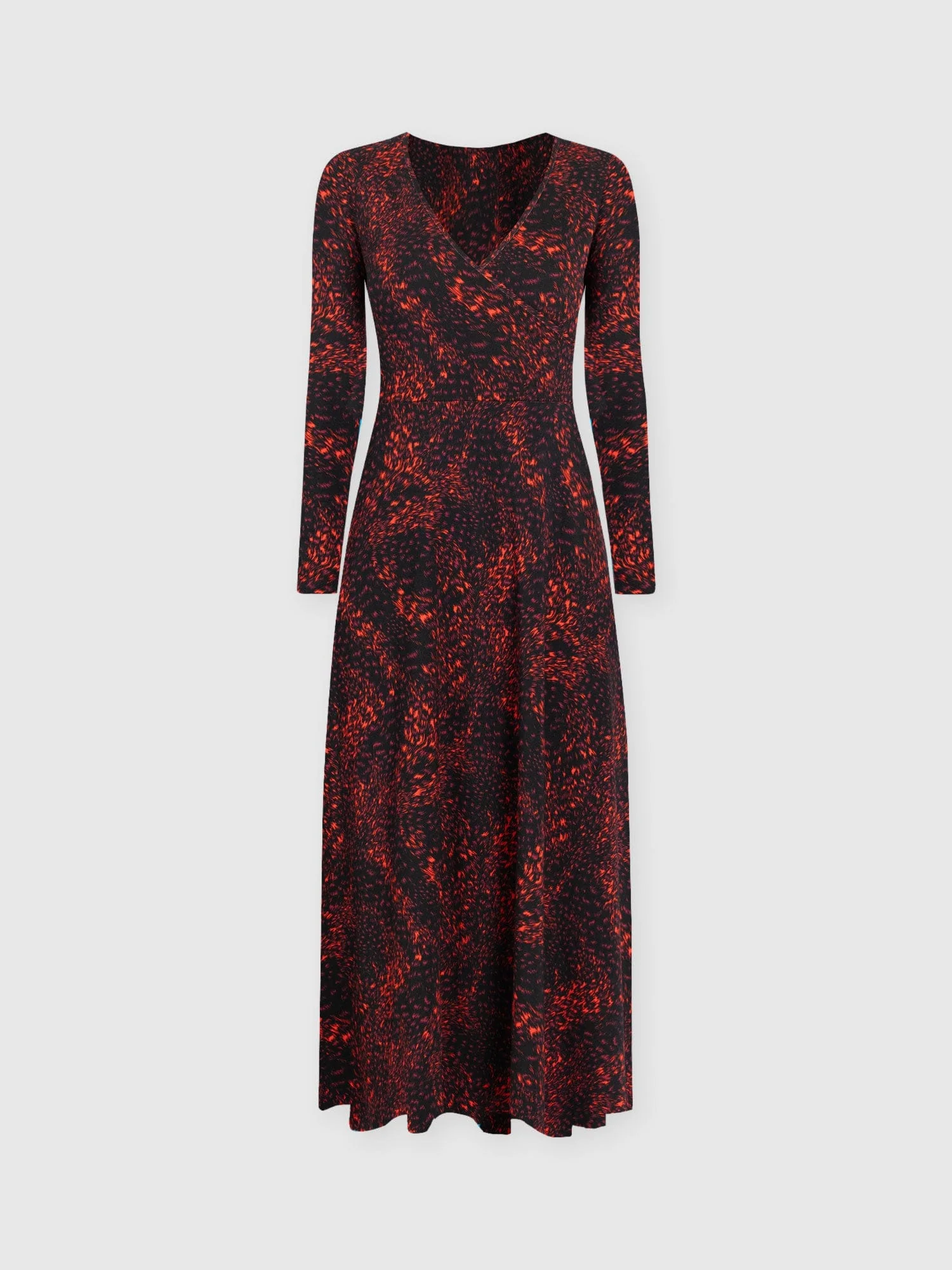 Maggie Wrap Midi Dress - Red Fade Spot - Image 7