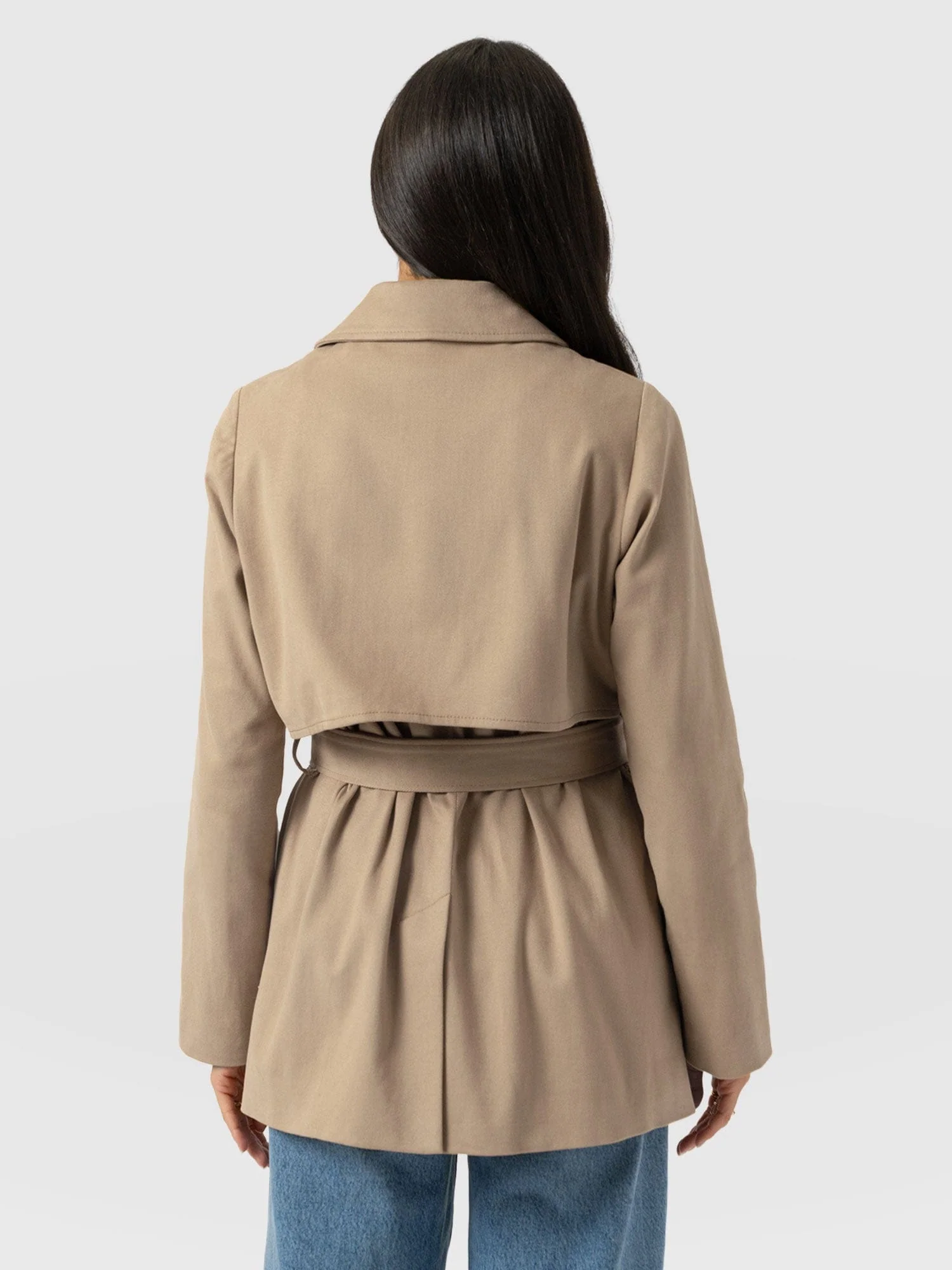 Marion Double Breasted Short Trench - Beige - Image 6