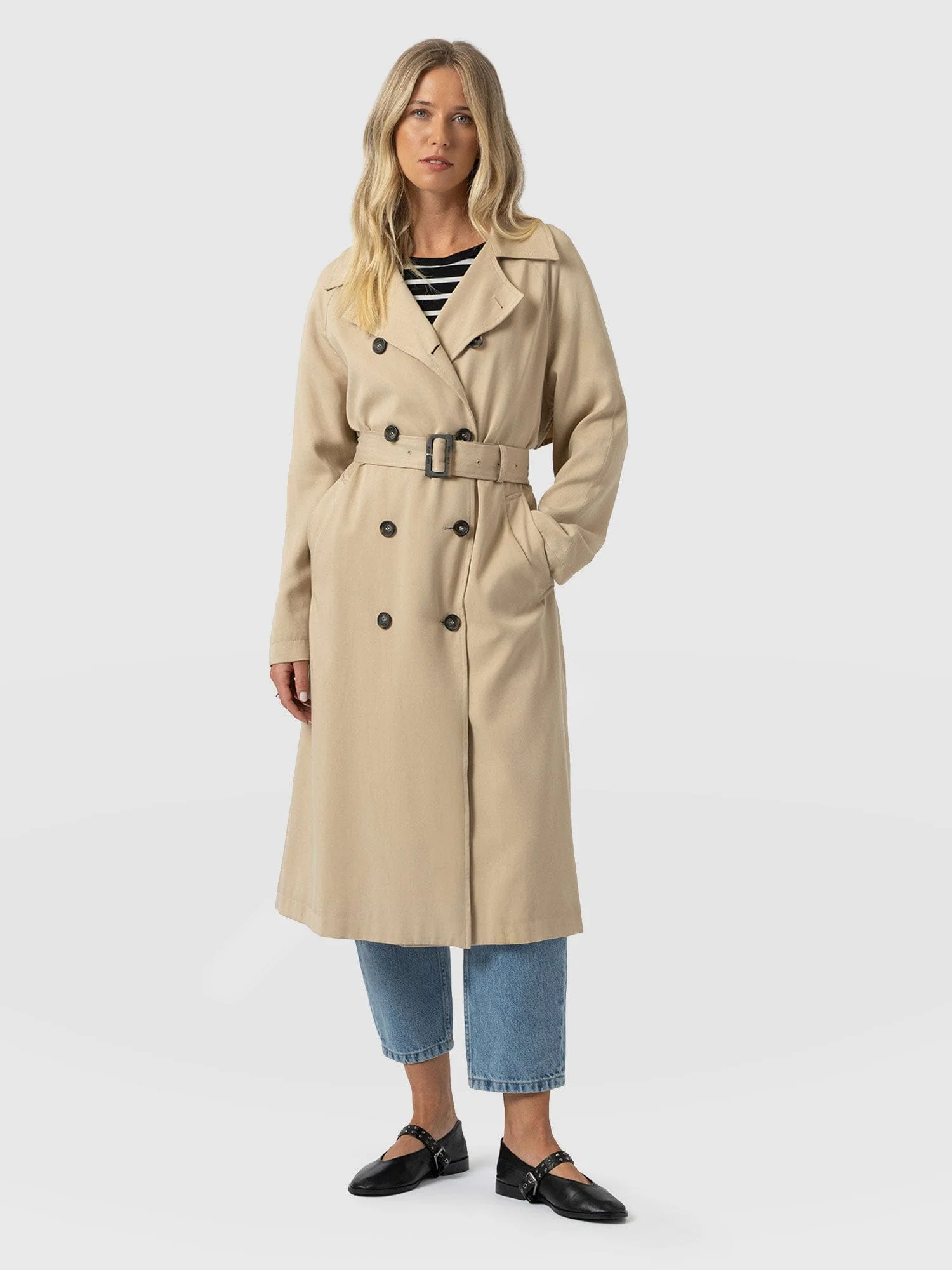 Marion Double Breasted Trench - Beige - Image 3