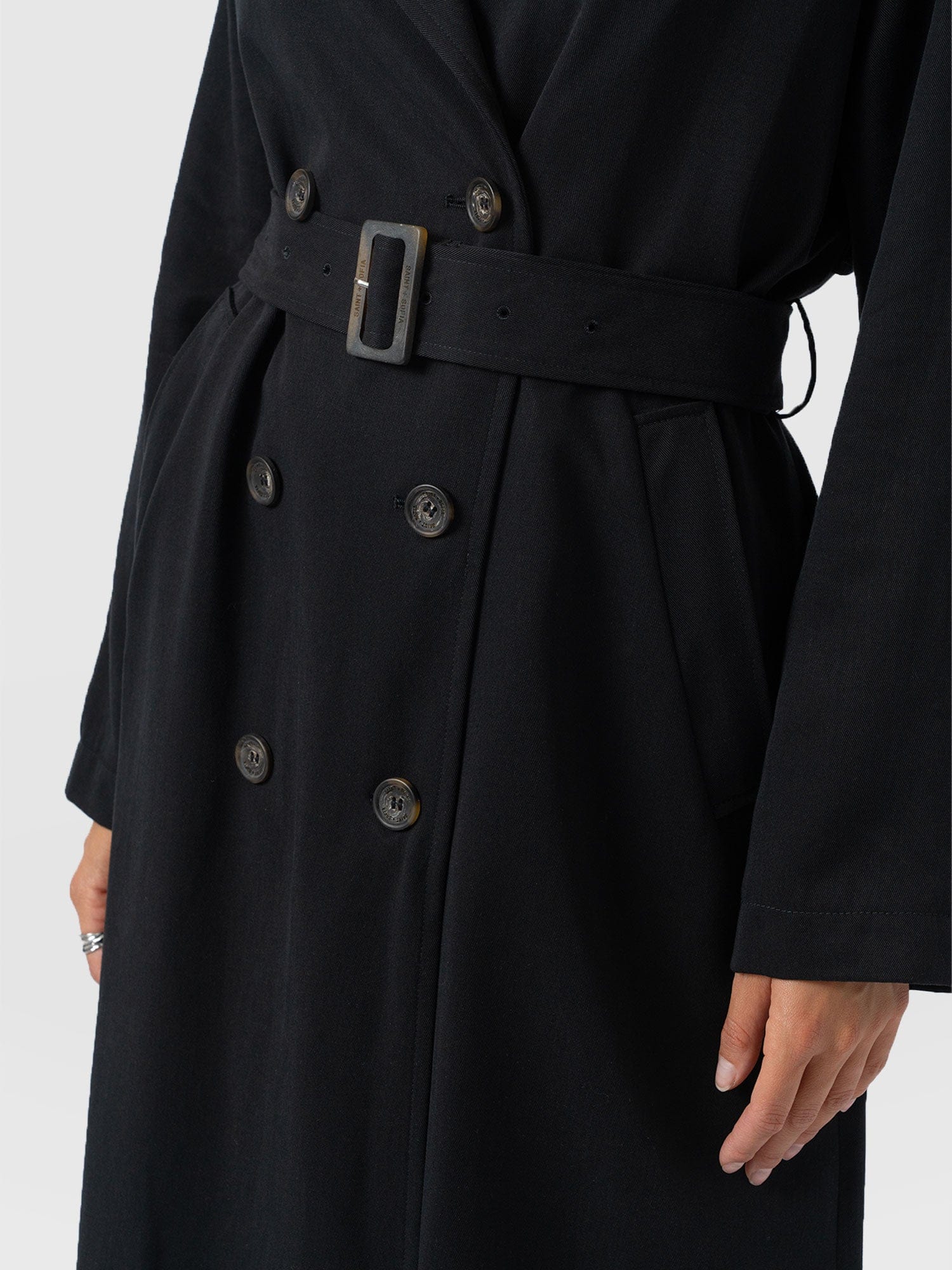 Marion Double Breasted Trench - Black - Image 4
