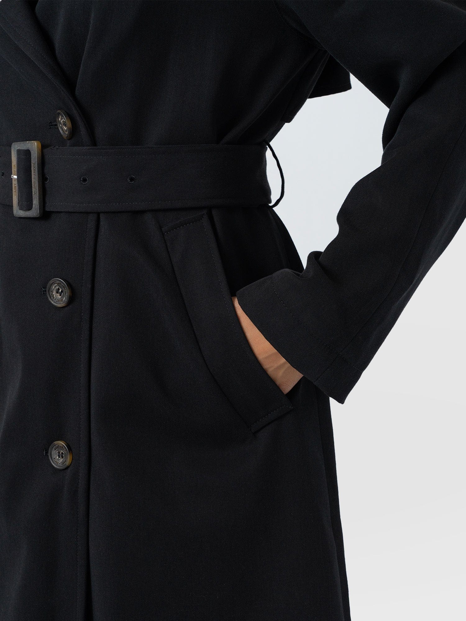 Marion Double Breasted Trench - Black - Image 5