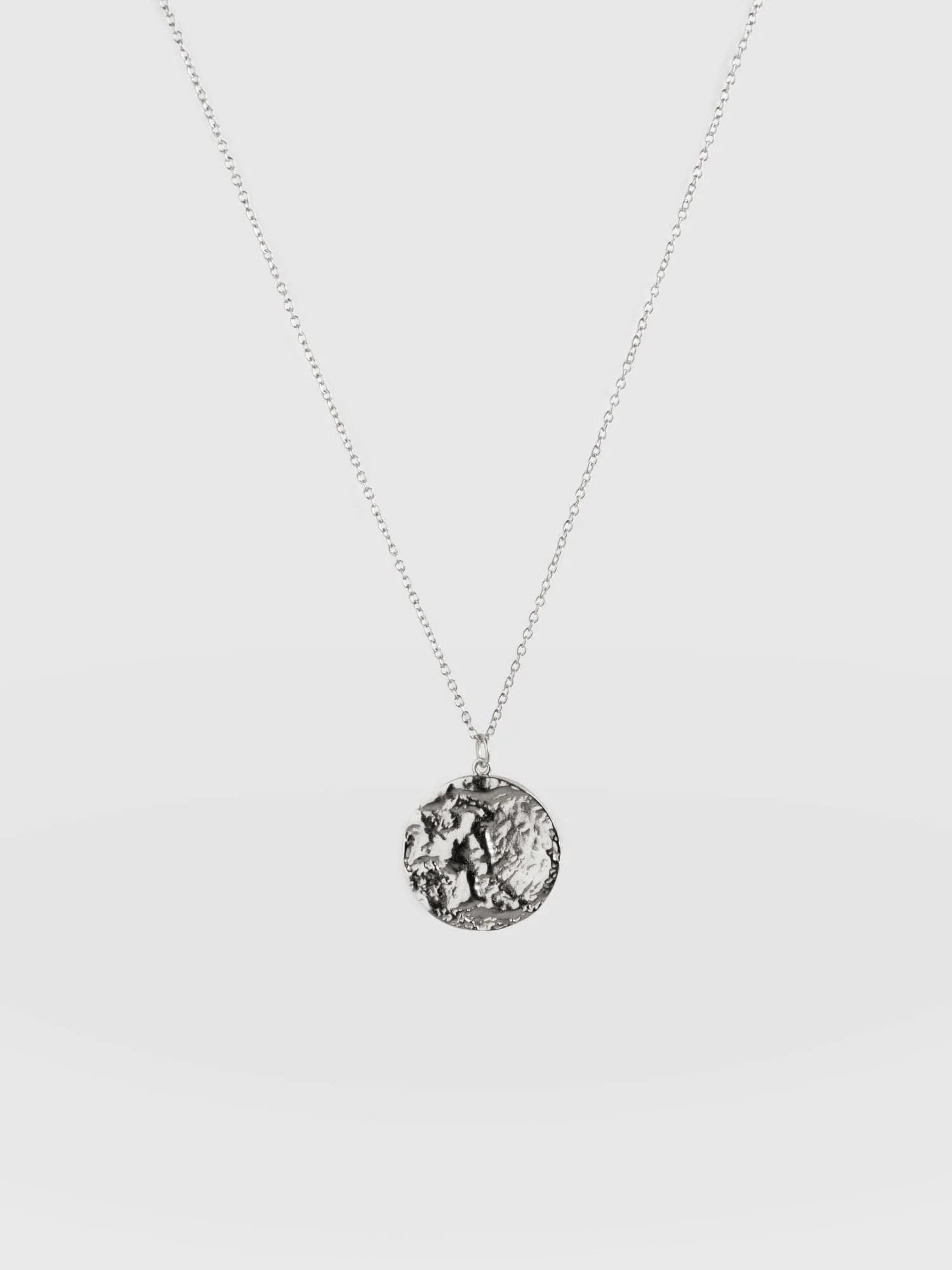 Molten Disc Charm Necklace - Silver - Image 5
