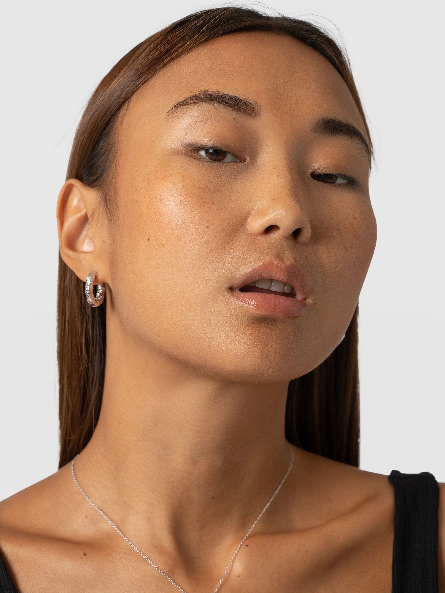 Molten Hoop Earrings - Silver - Image 3