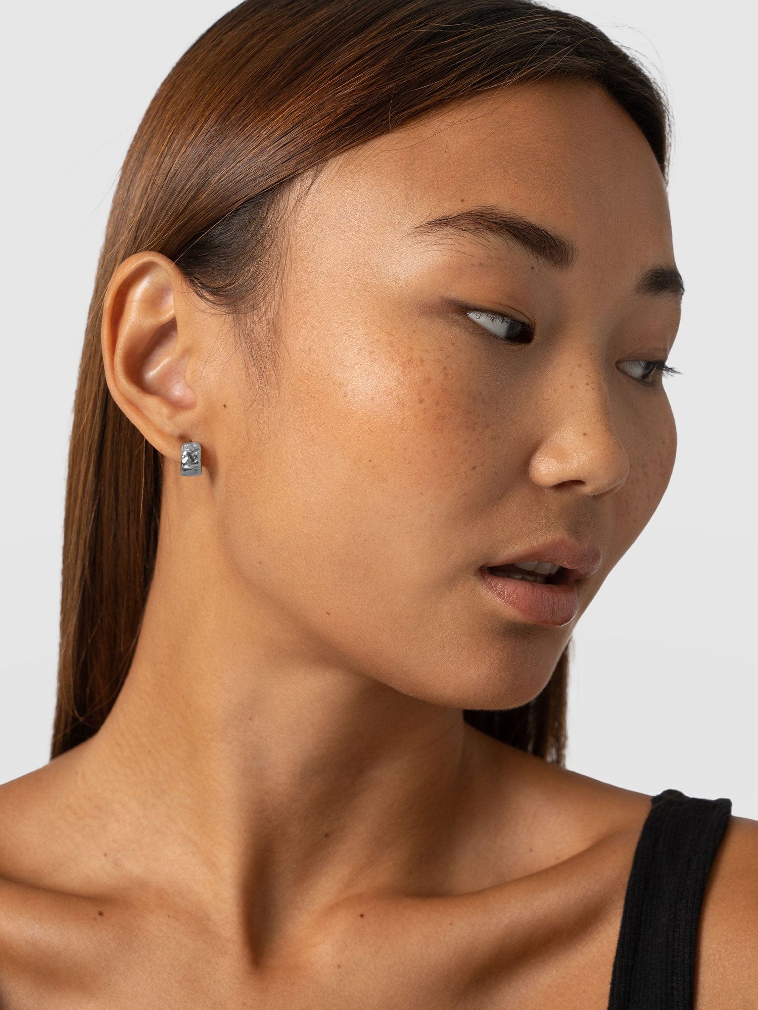 Molten Huggie Earrings - Silver - Image 3