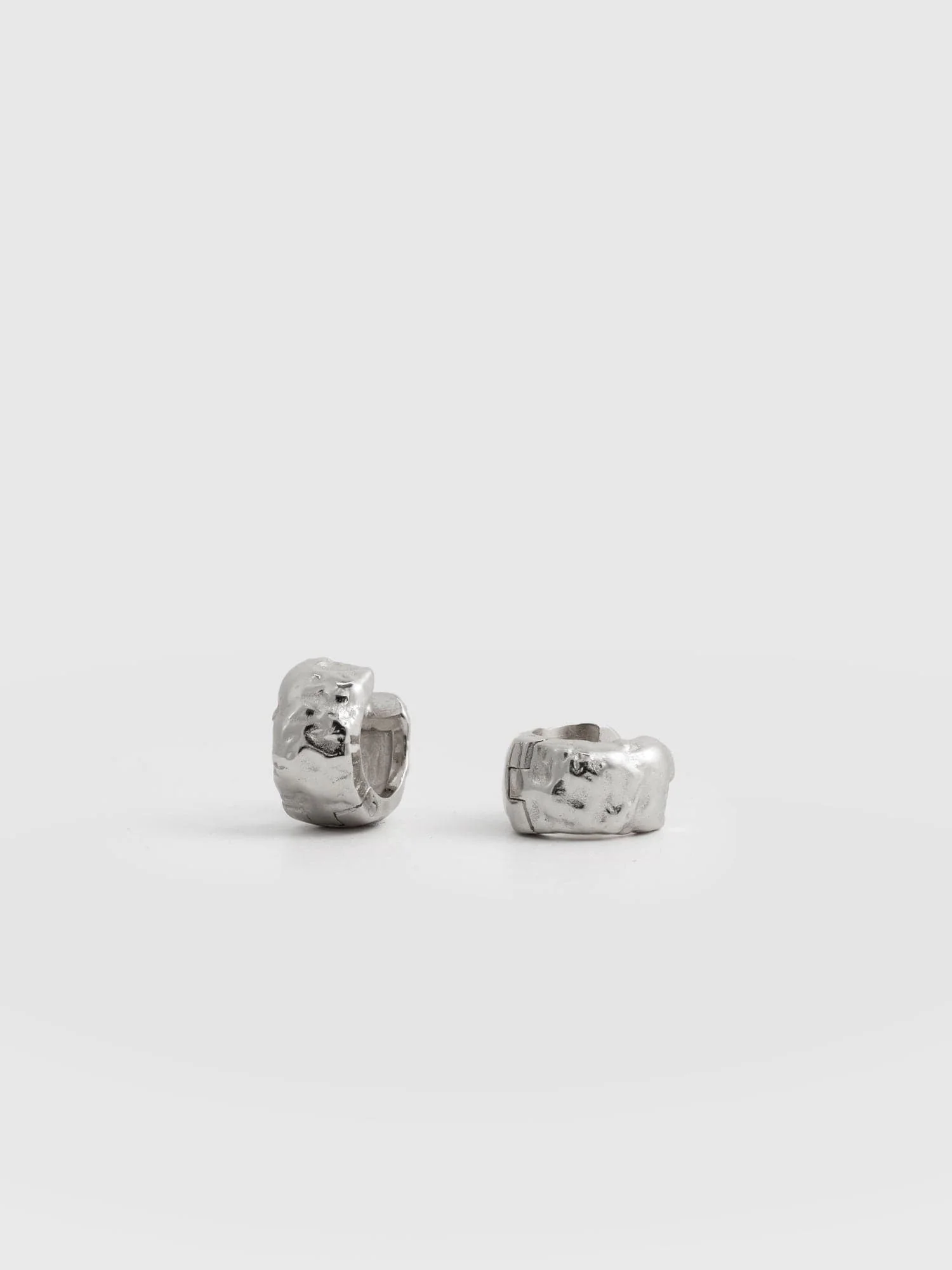 Molten Huggie Earrings - Silver - Image 6