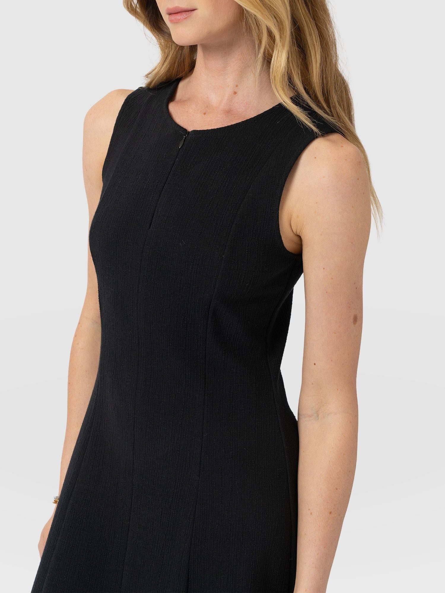 Orla Sleeveless Midi Dress - Black Textured - Image 5