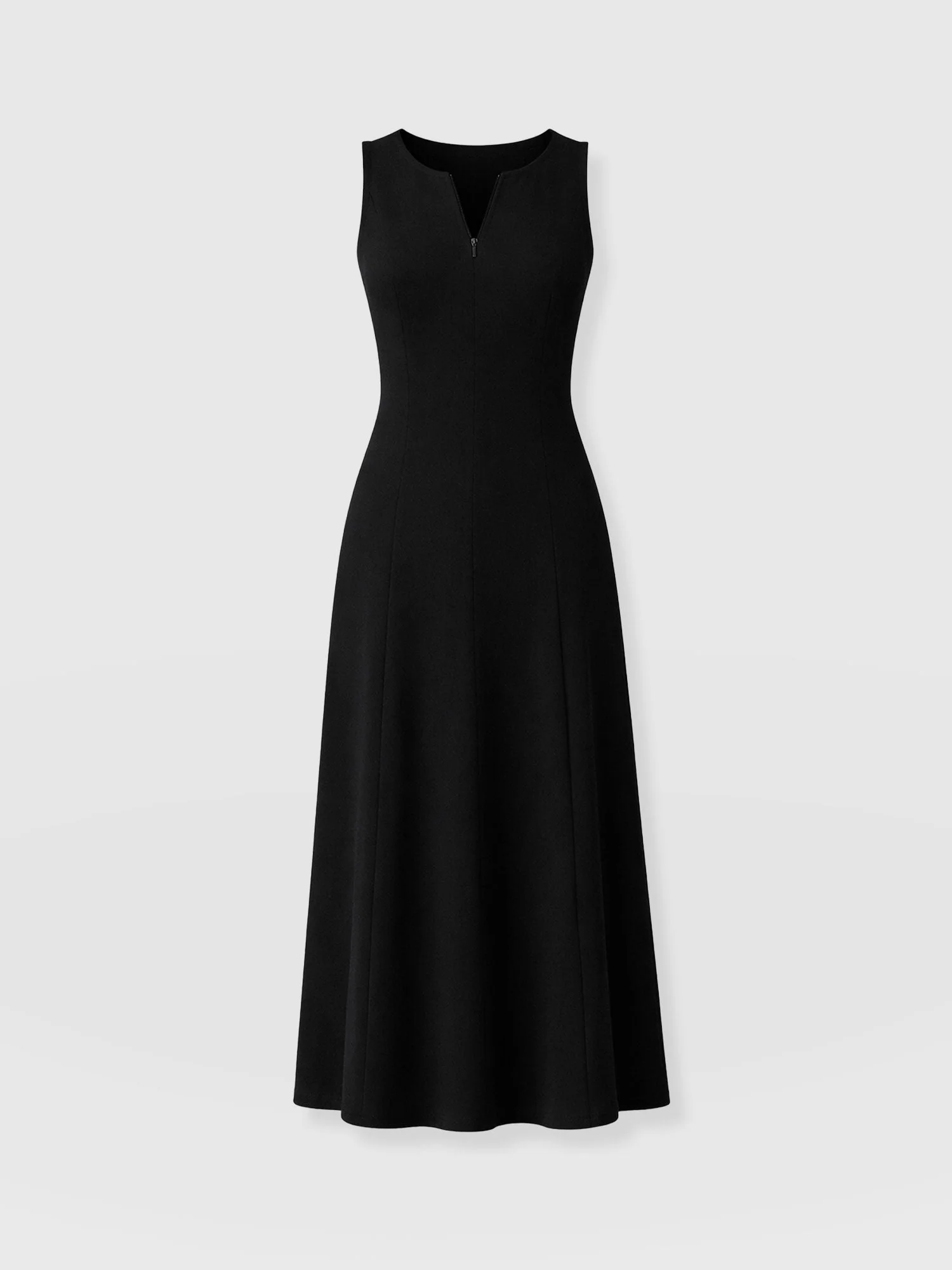 Orla Sleeveless Midi Dress - Black Textured - Image 7