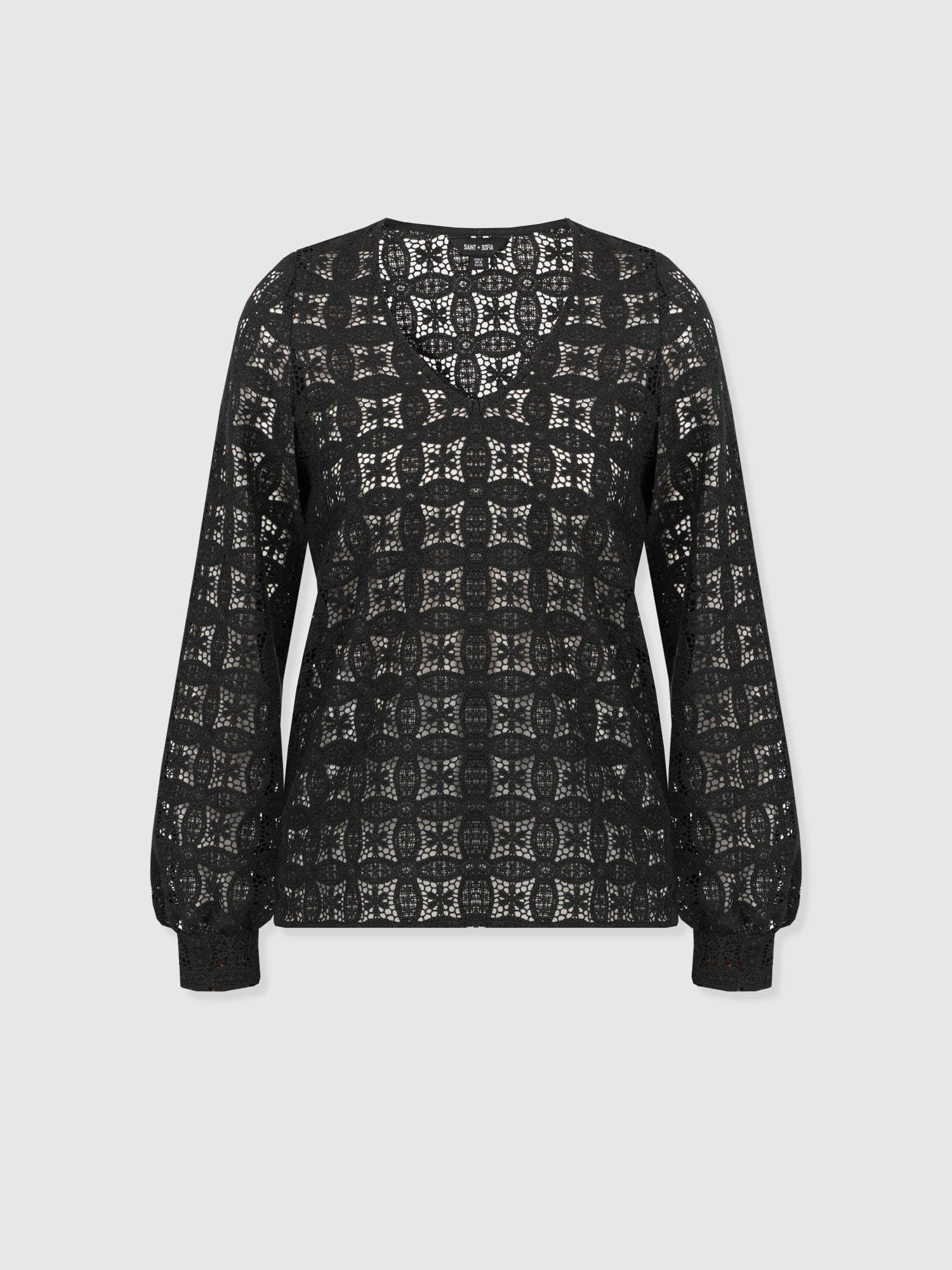 Ottilie V Neck Blouse - Black Broderie - Image 7