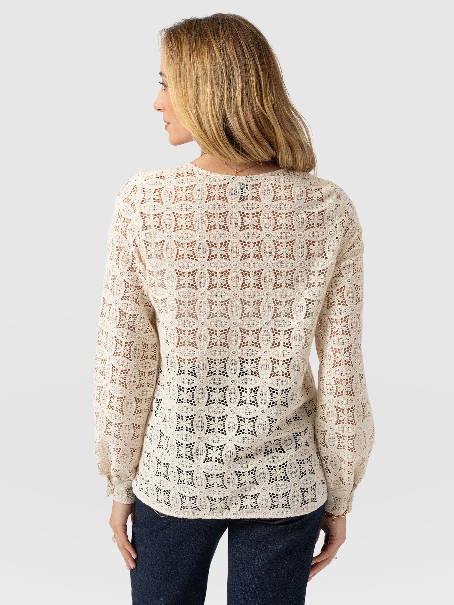 Ottilie V Neck Blouse - Cream Broderie - Image 6