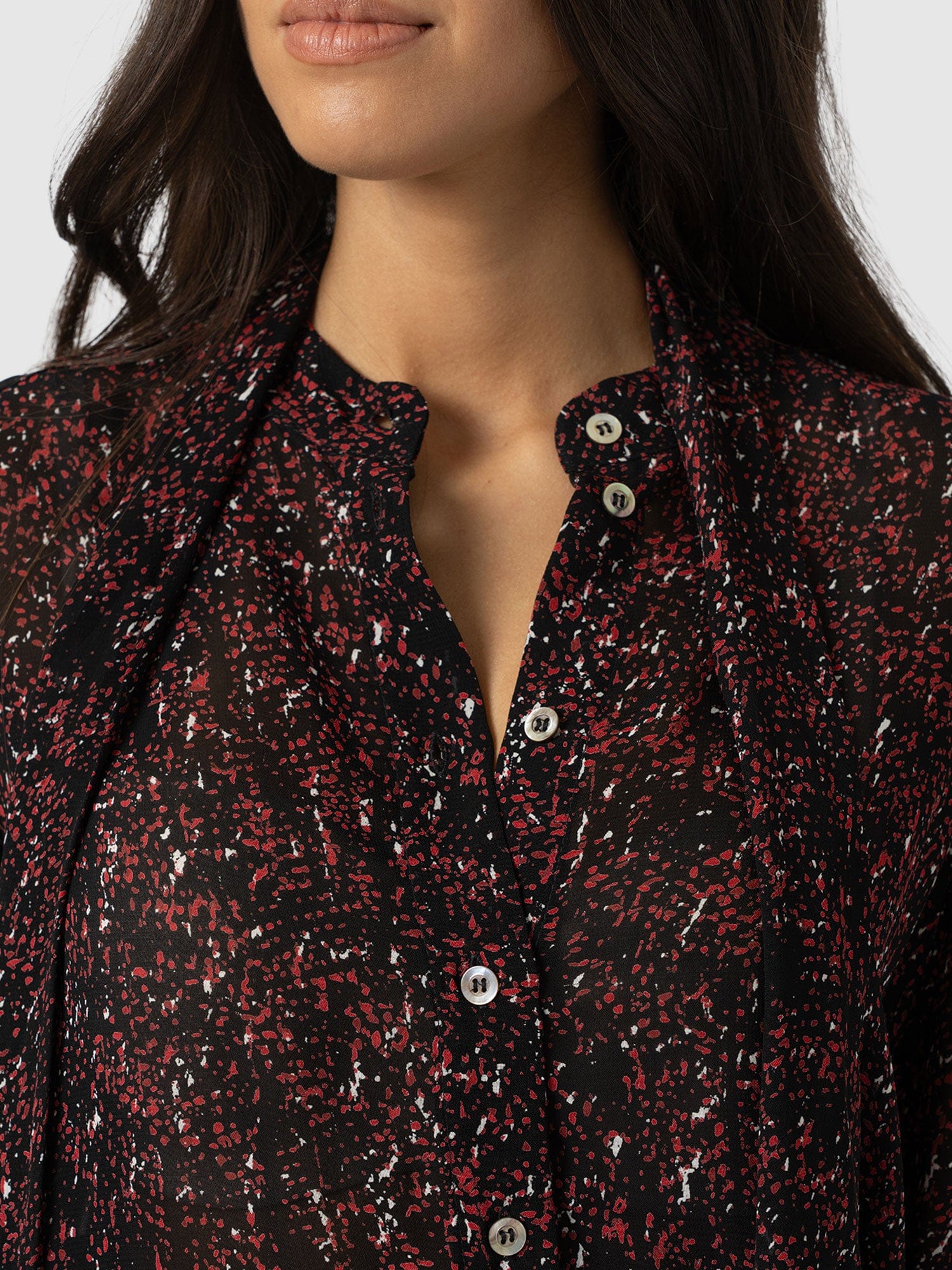 Paxton Pussybow Blouse - Red Ditsy Leopard - Image 4