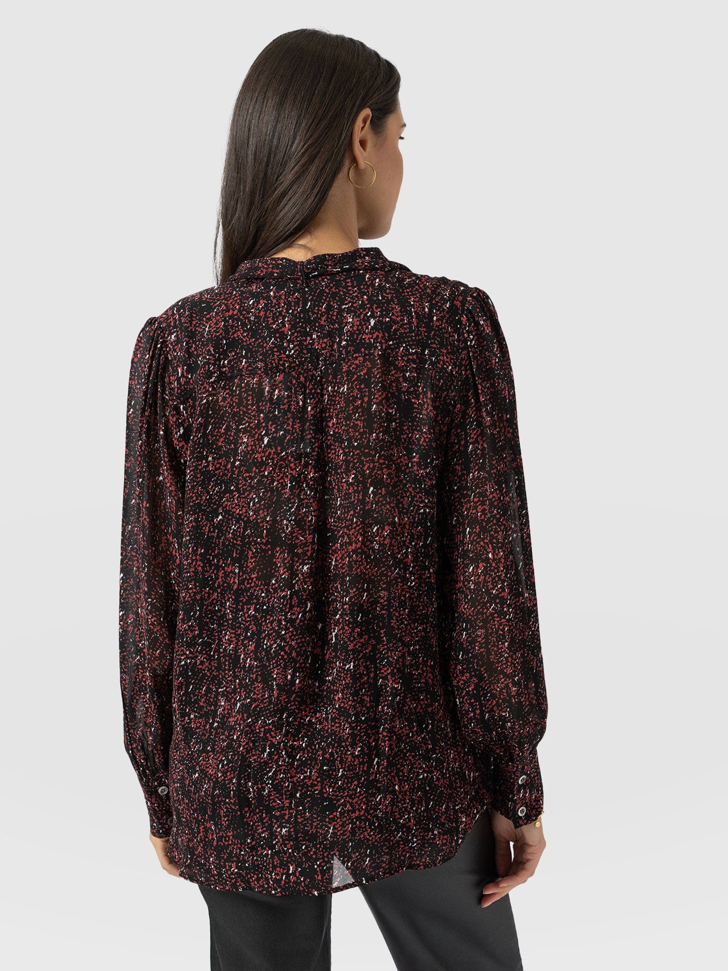 Paxton Pussybow Blouse - Red Ditsy Leopard - Image 6