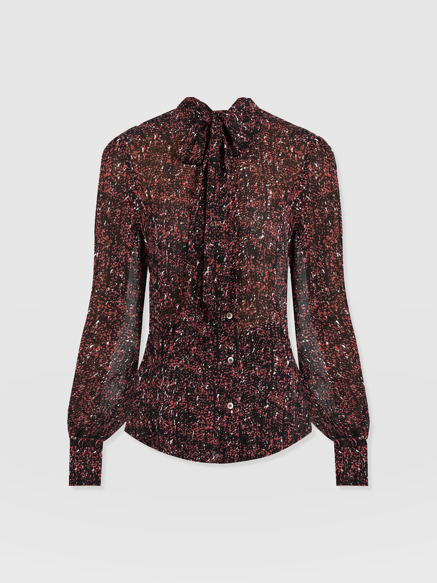 Paxton Pussybow Blouse - Red Ditsy Leopard - Image 7