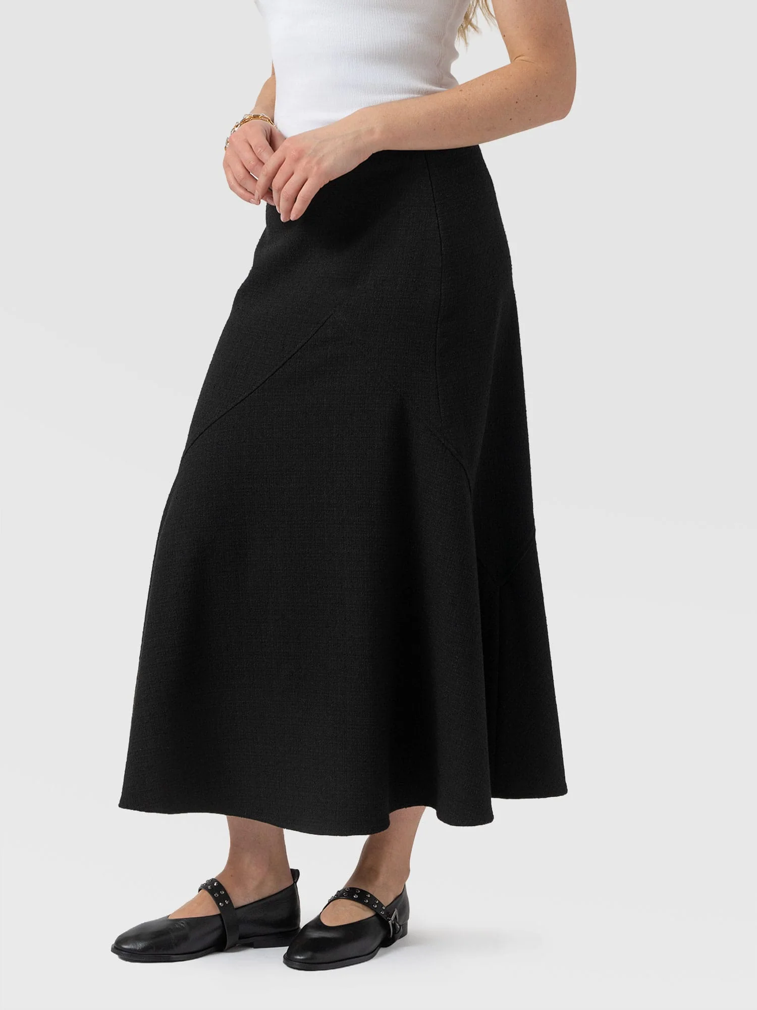 Piper Panelled Skirt  - Black Boucle - Image 5
