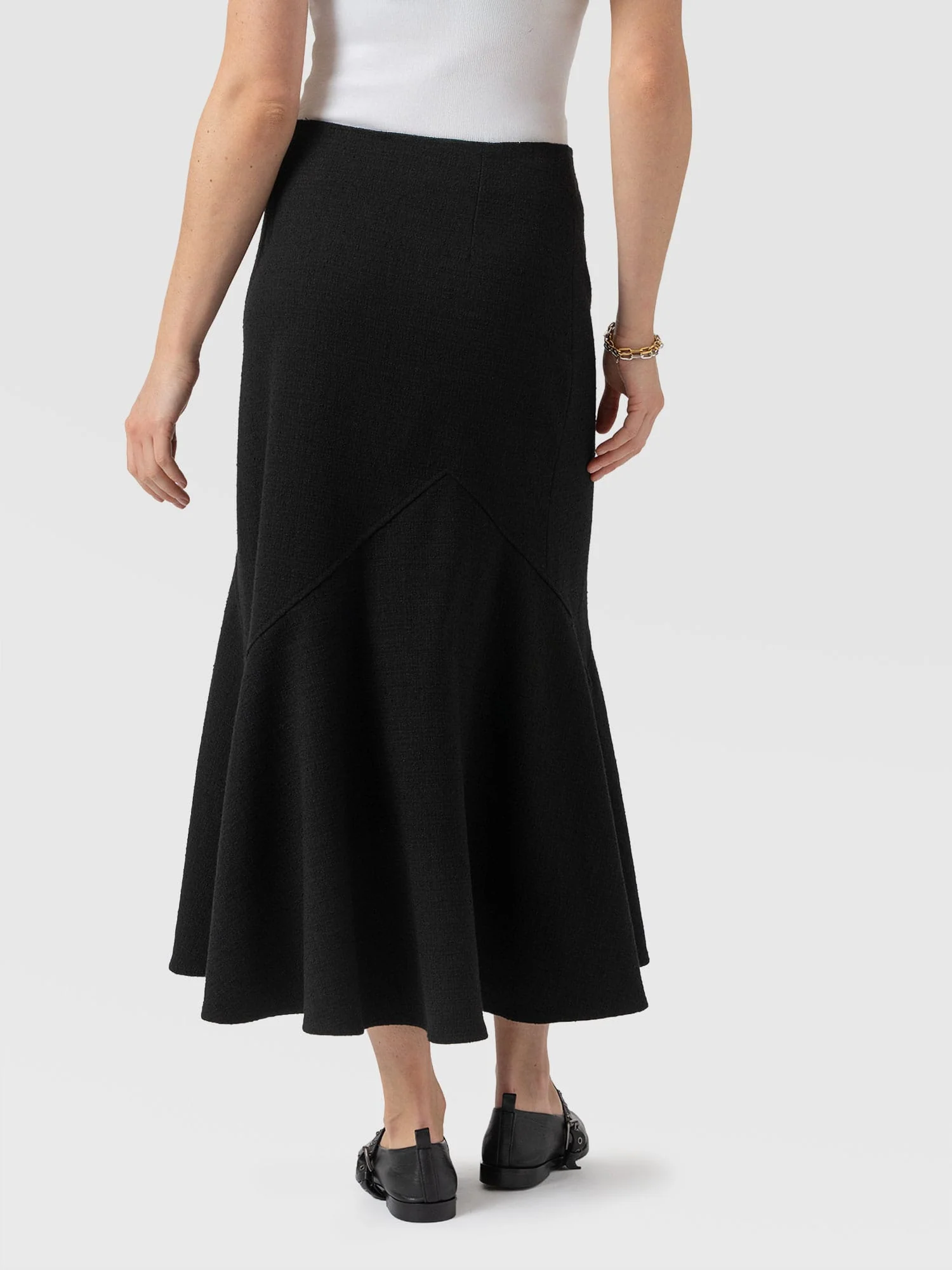 Piper Panelled Skirt  - Black Boucle - Image 6