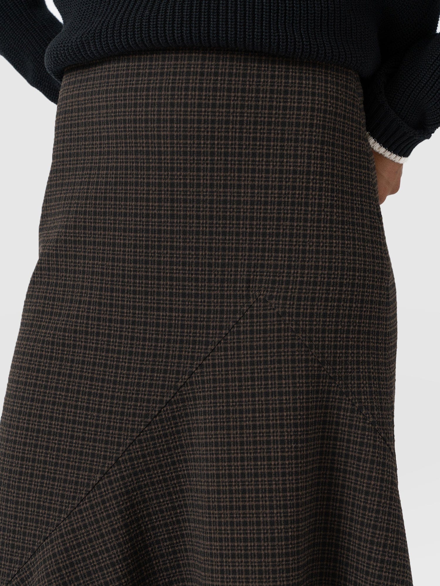 Piper Panelled Skirt - Brown Check - Image 5