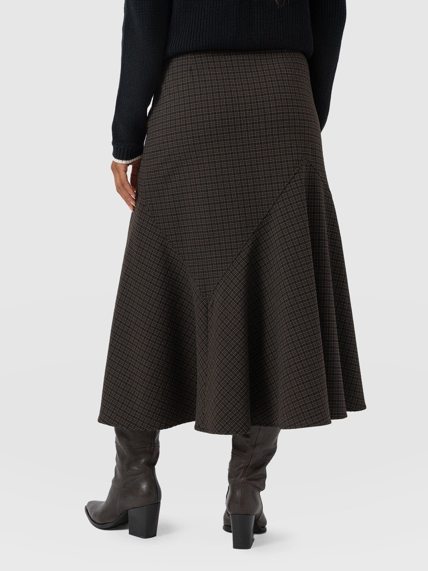 Piper Panelled Skirt - Brown Check - Image 6