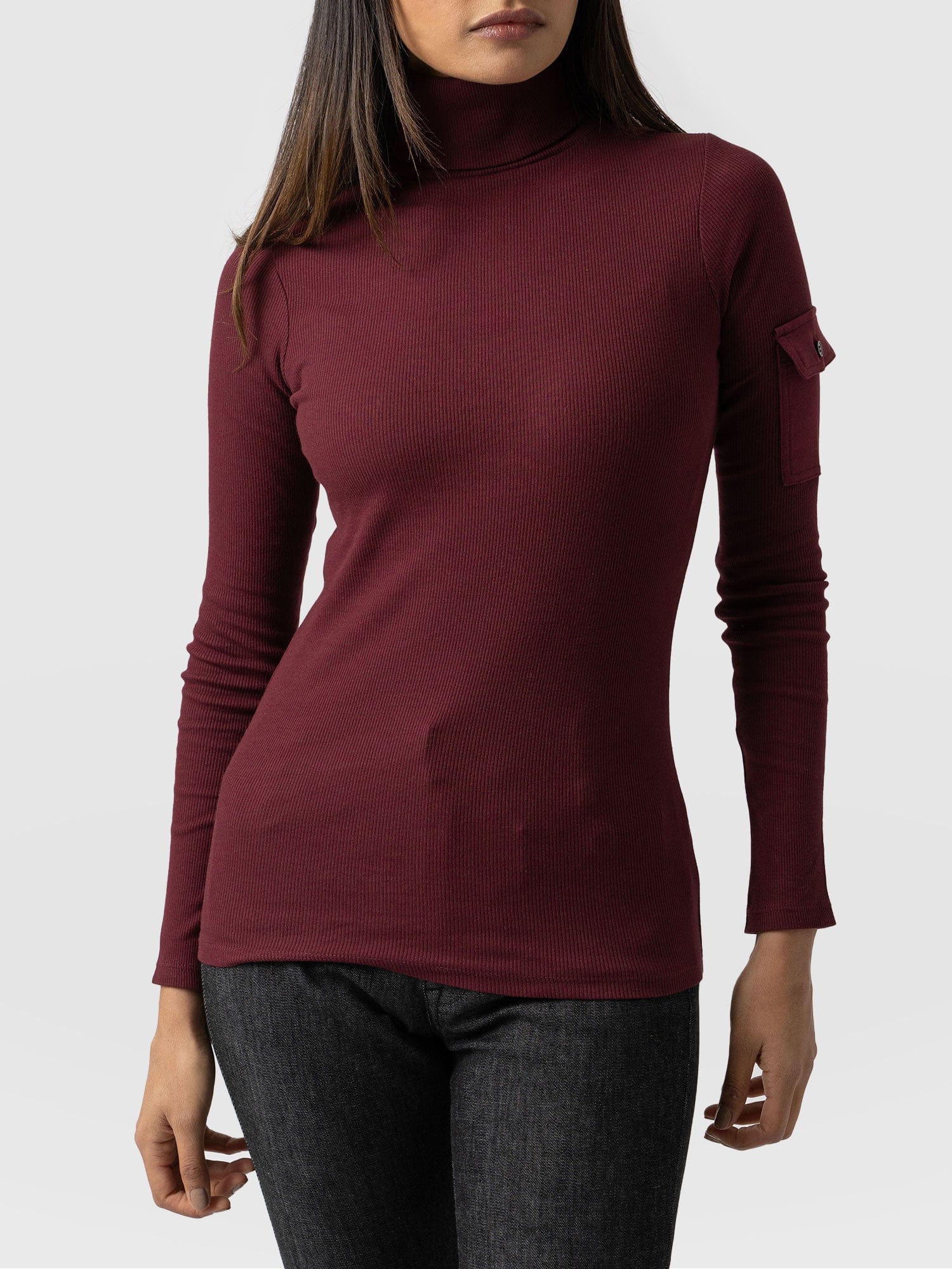 Pocket Roll Neck - Burgundy - Image 3