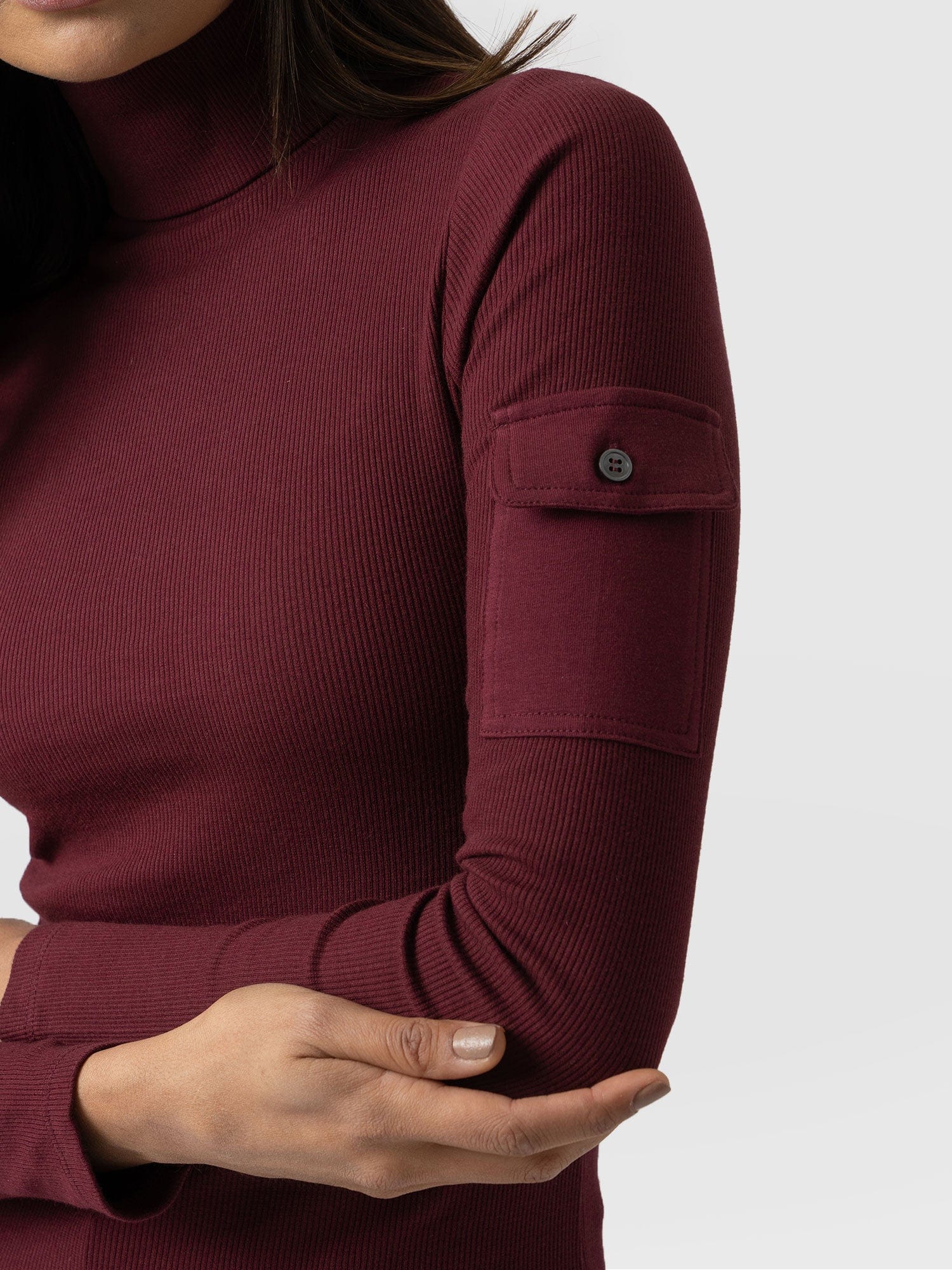 Pocket Roll Neck - Burgundy - Image 4