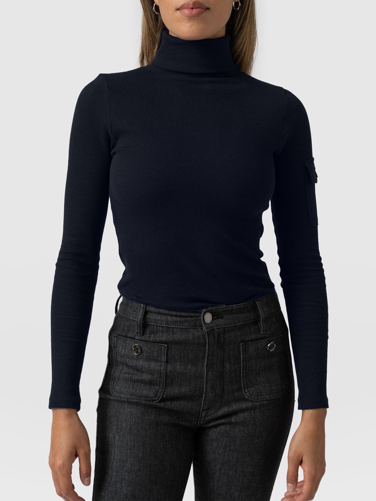Pocket Roll Neck - Navy - Image 3