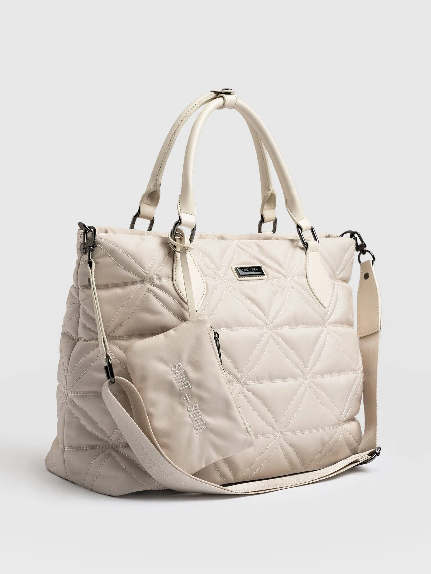 Quilted Selene Shopper Bag - Cream - Image 3