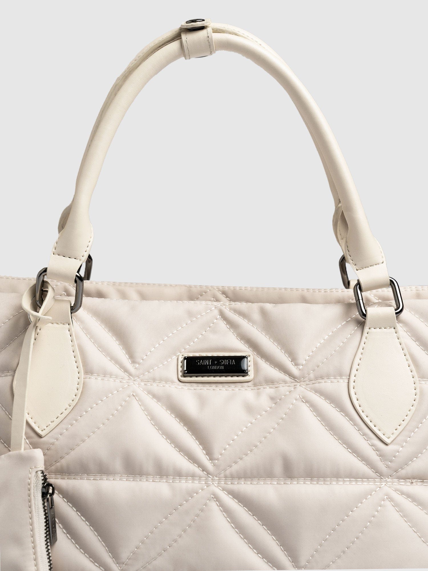 Quilted Selene Shopper Bag - Cream - Image 4