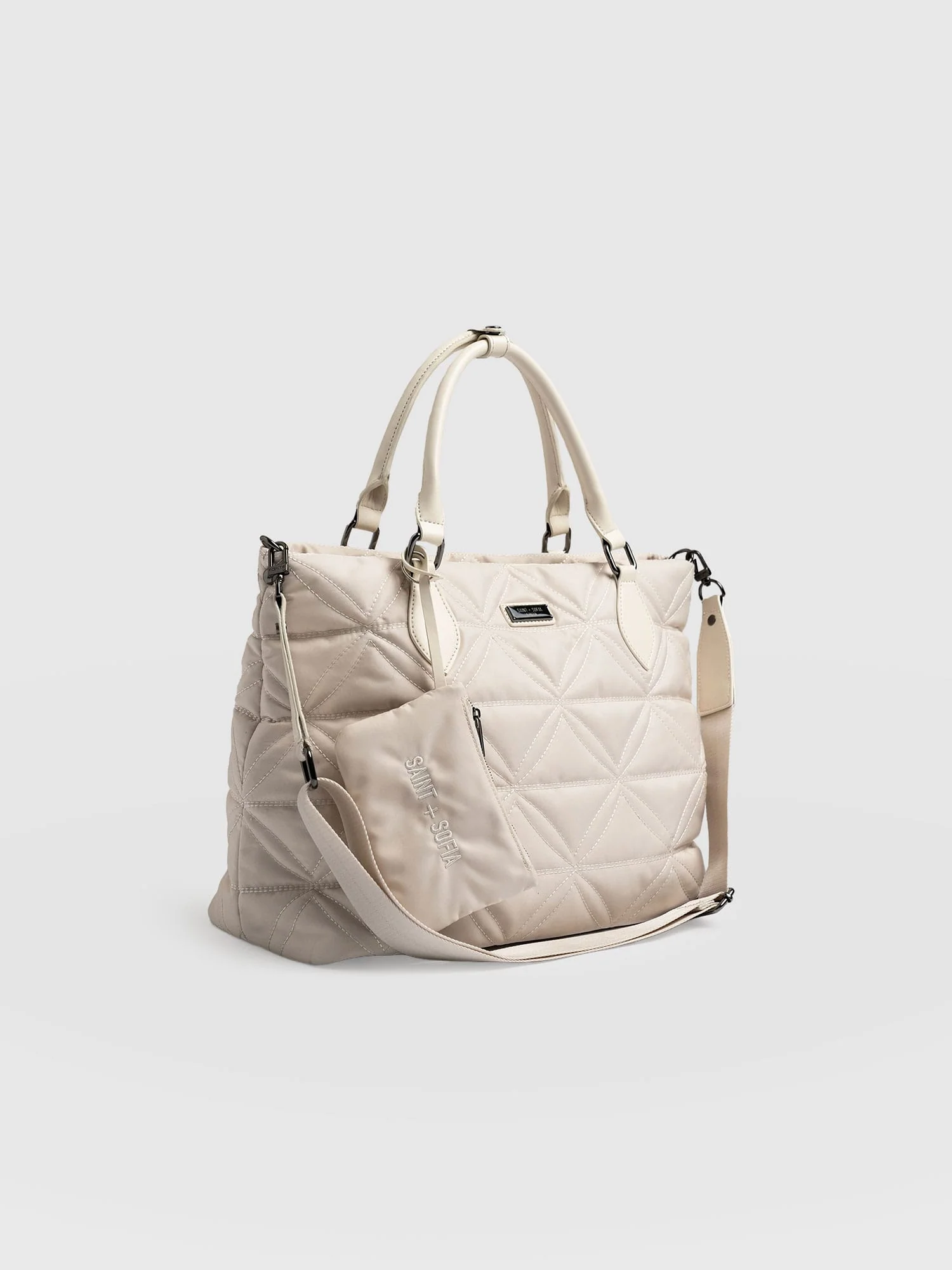 Quilted Selene Shopper Bag - Cream - Image 7