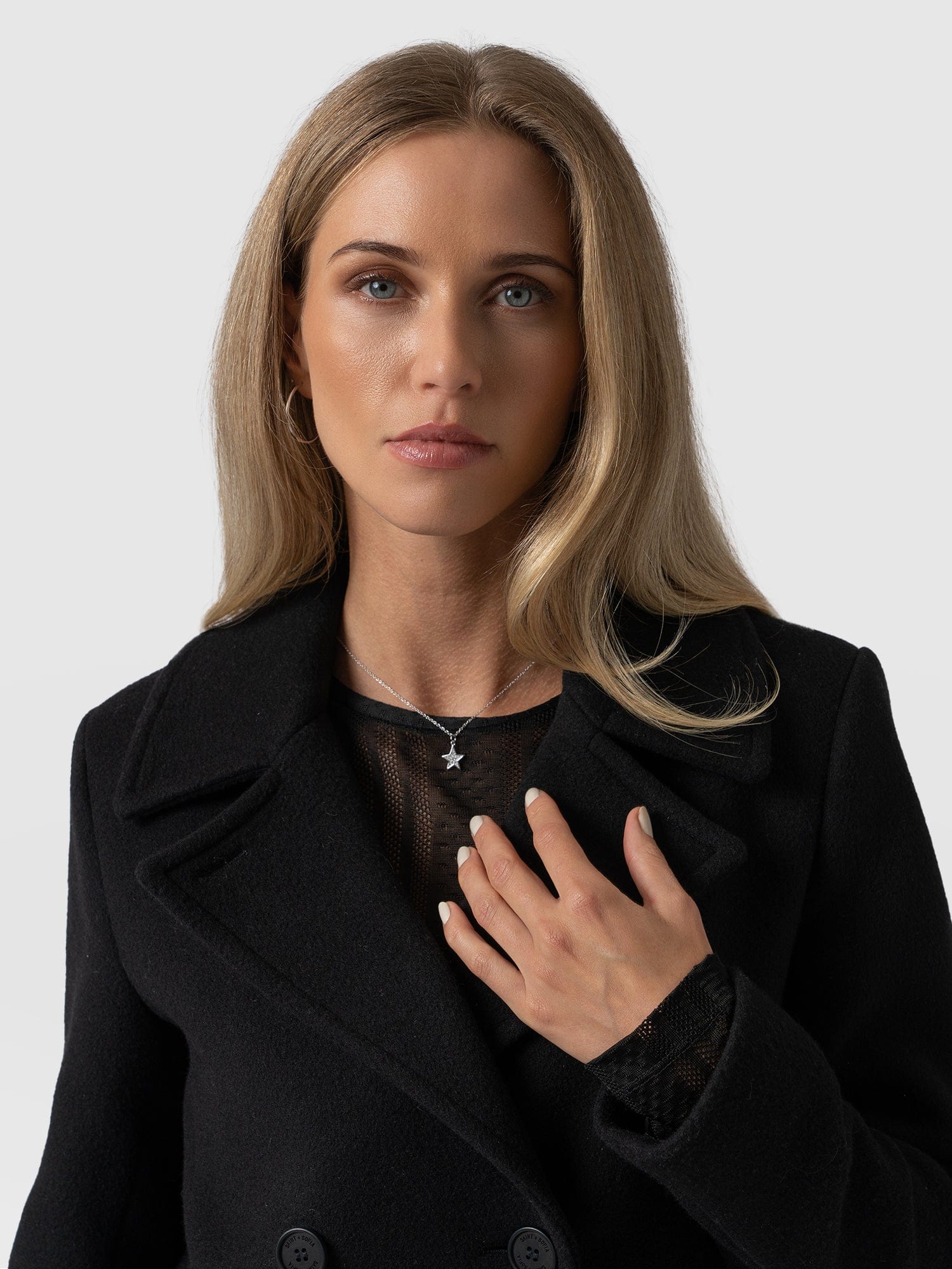 Quinn Pea Coat - Black - Image 3