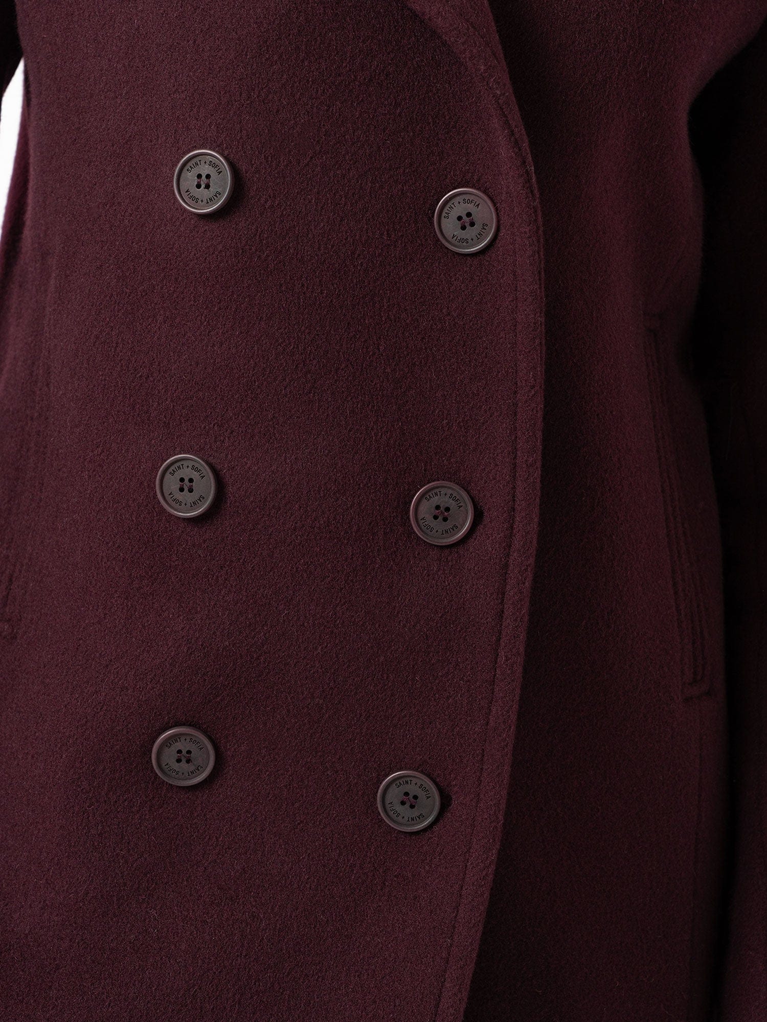 Quinn Pea Coat - Maroon - Image 4