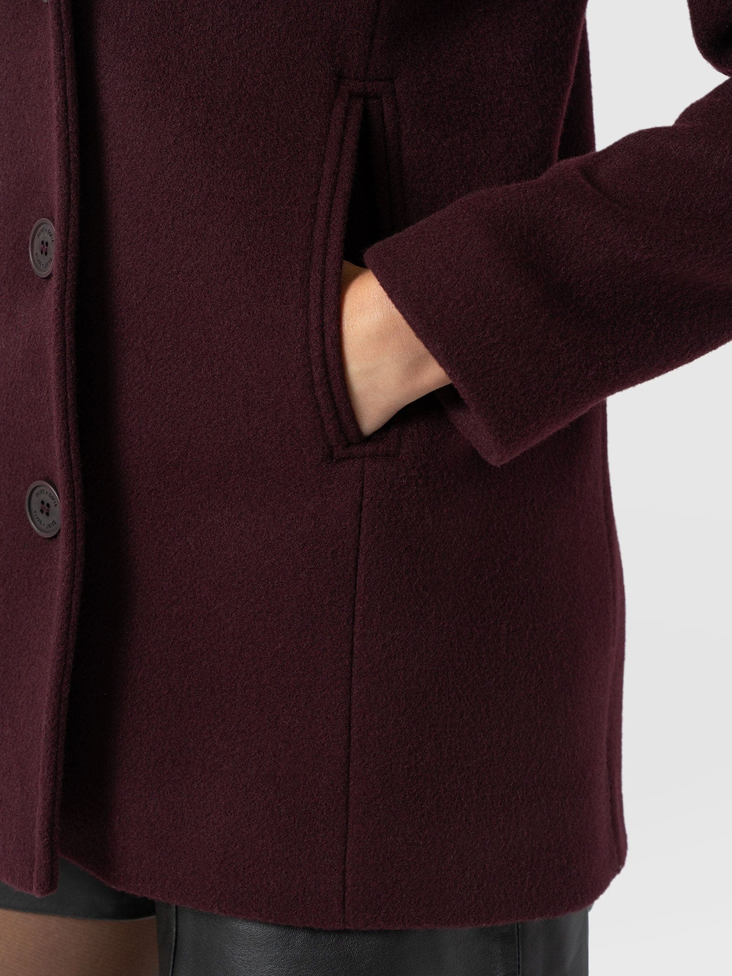 Quinn Pea Coat - Maroon - Image 5