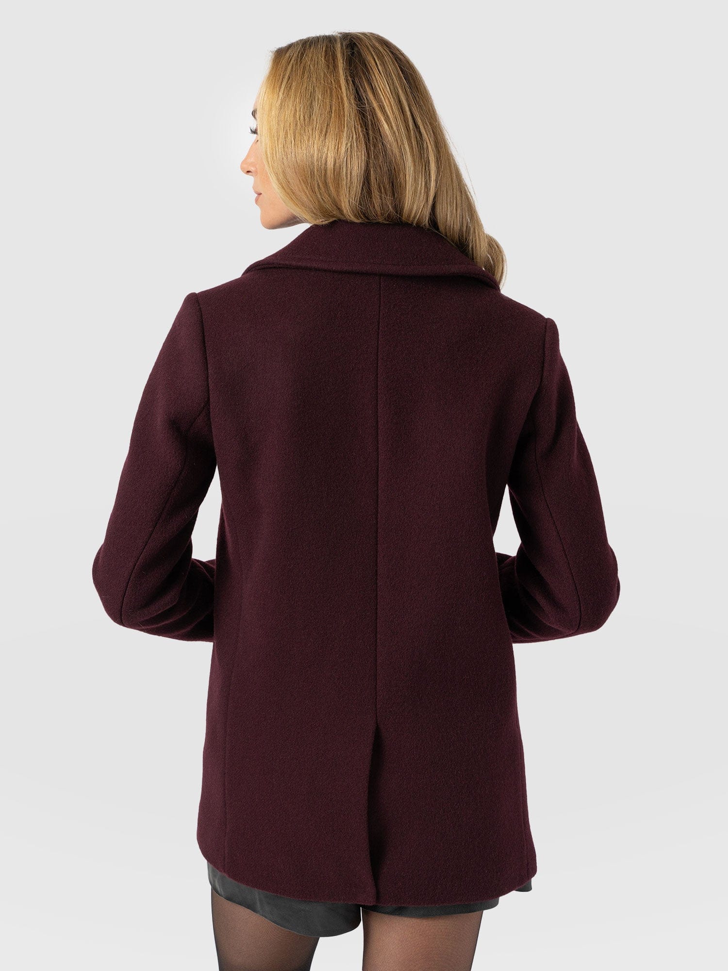 Quinn Pea Coat - Maroon - Image 6