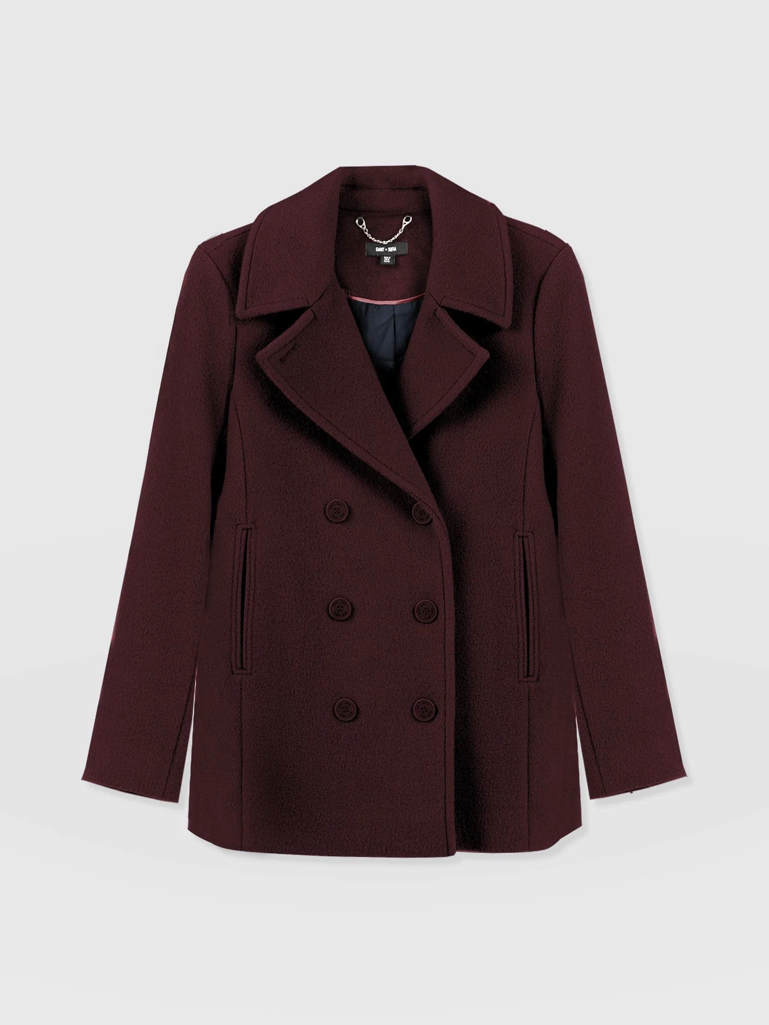 Quinn Pea Coat - Maroon - Image 7