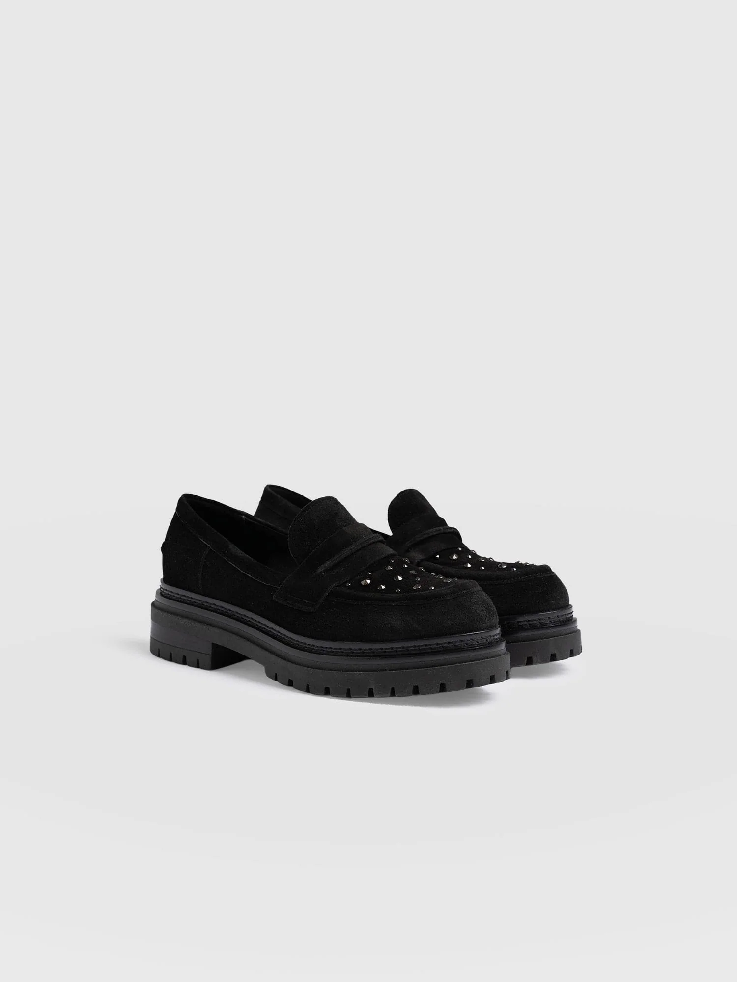 Raine Studded Loafer - Black Suede - Image 3