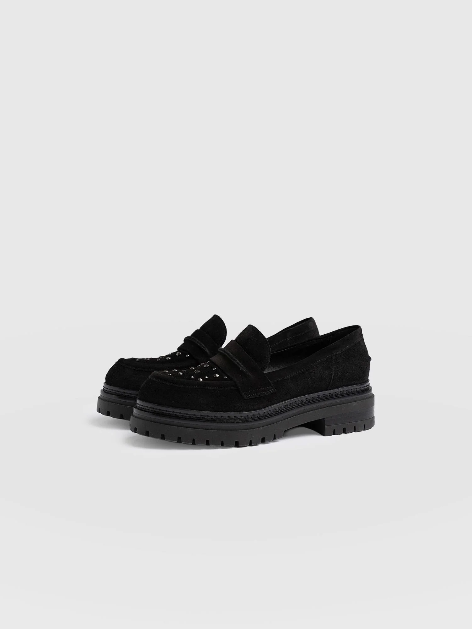 Raine Studded Loafer - Black Suede - Image 4