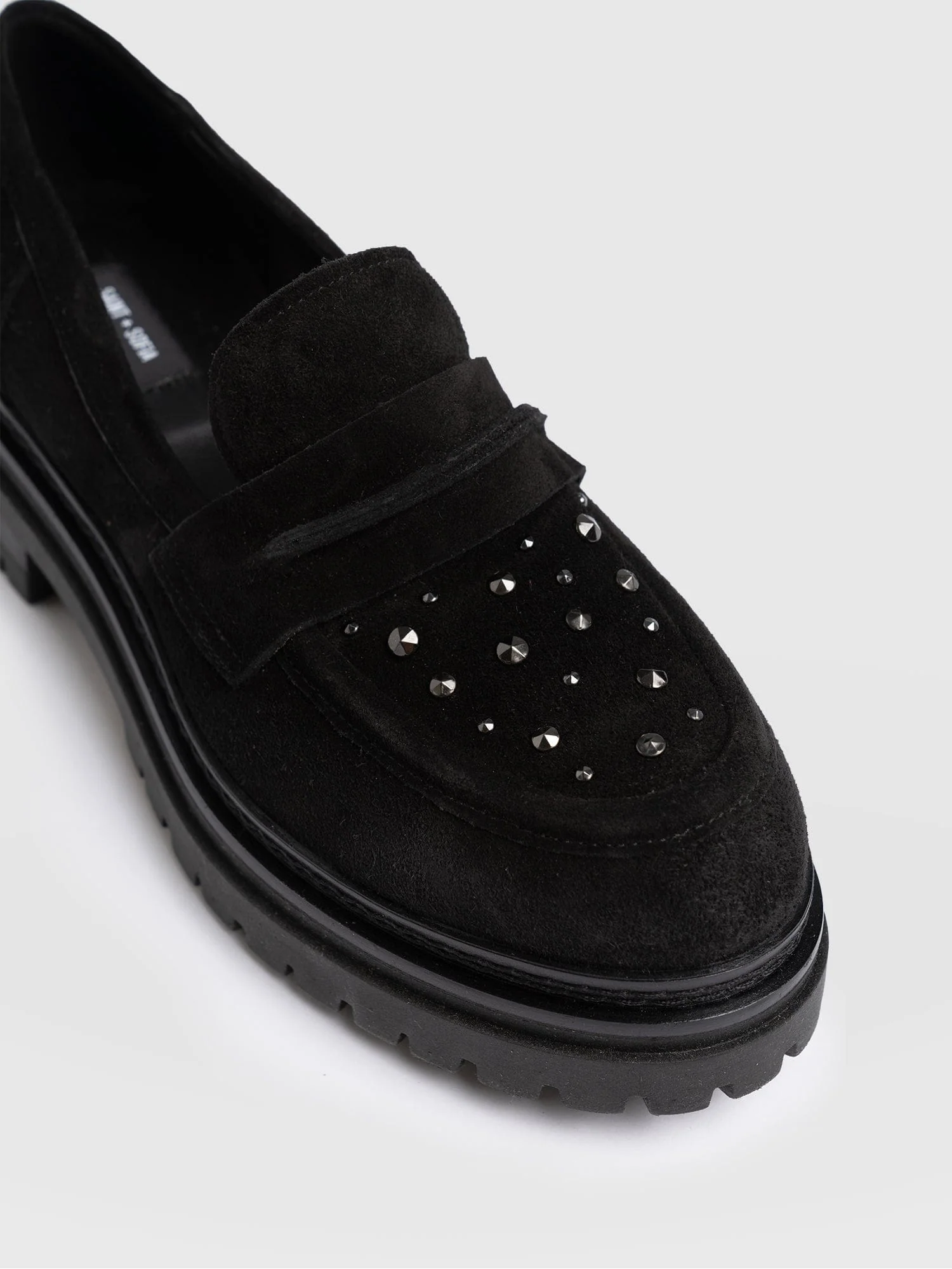 Raine Studded Loafer - Black Suede - Image 5