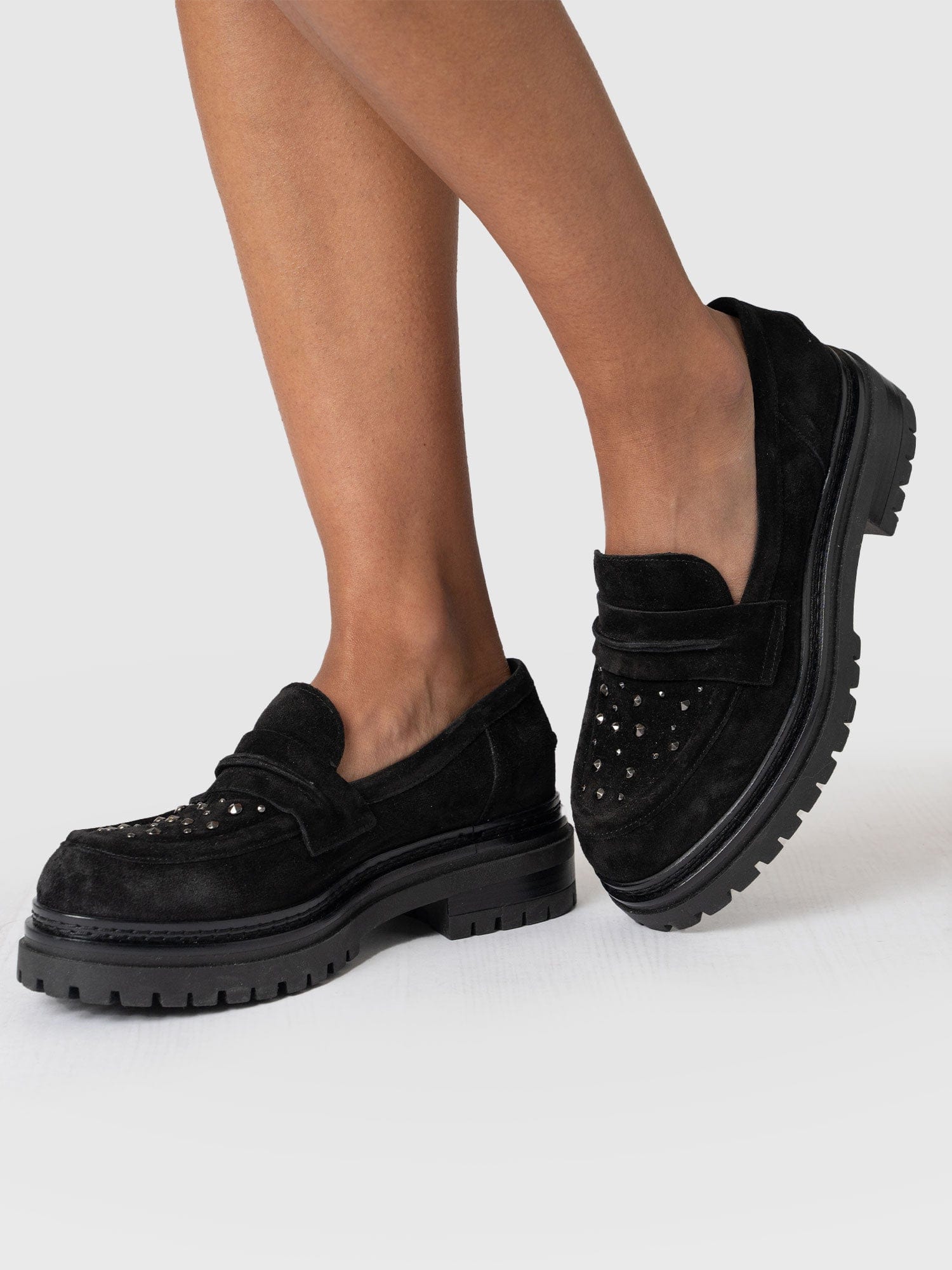 Raine Studded Loafer - Black Suede - Image 6