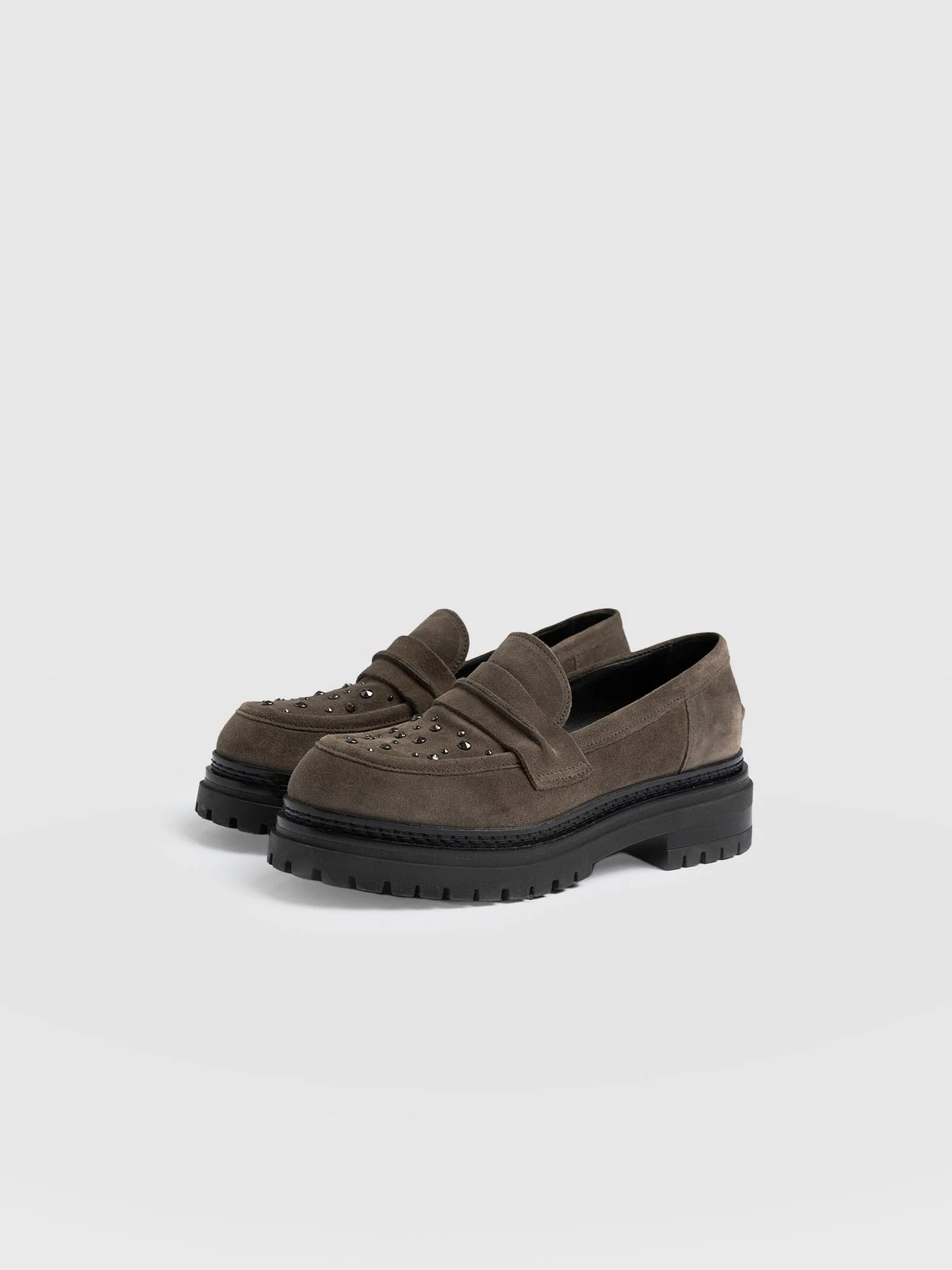 Raine Studded Loafer - Taupe Suede - Image 3