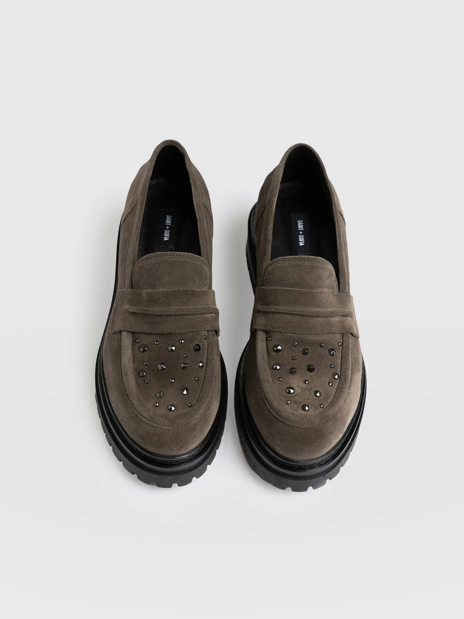 Raine Studded Loafer - Taupe Suede - Image 4