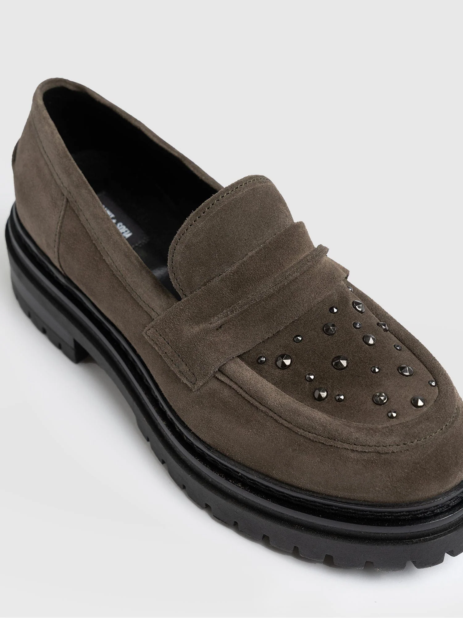 Raine Studded Loafer - Taupe Suede - Image 5