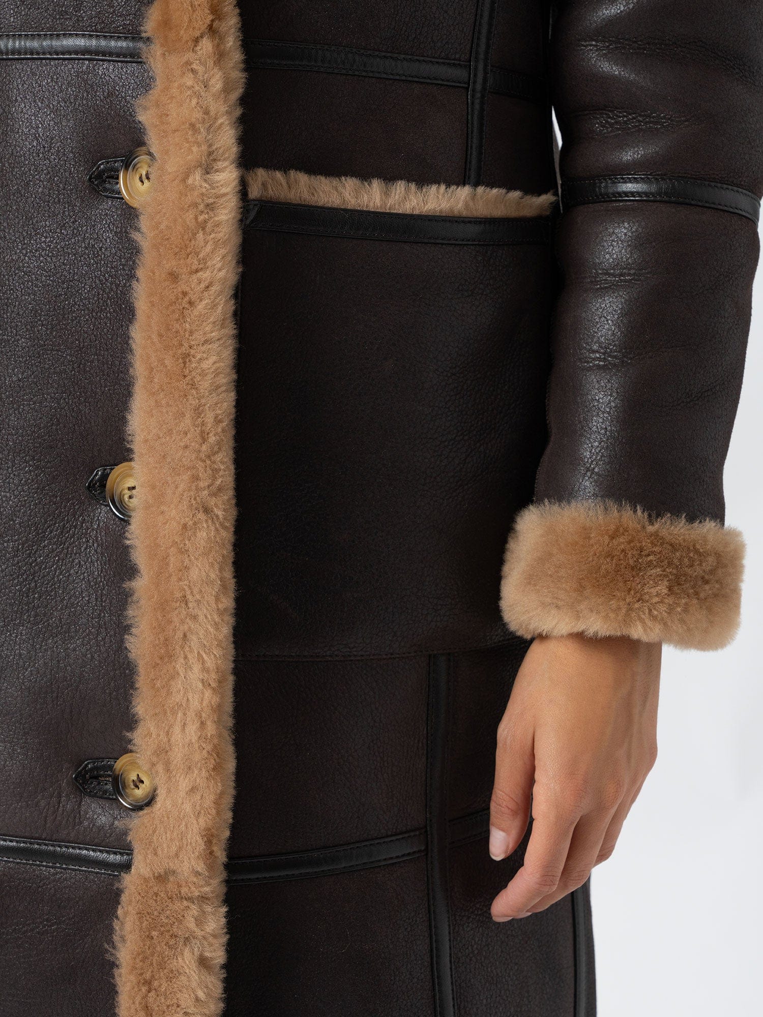 Ramone Shearling Reversible Coat - Brown - Image 5