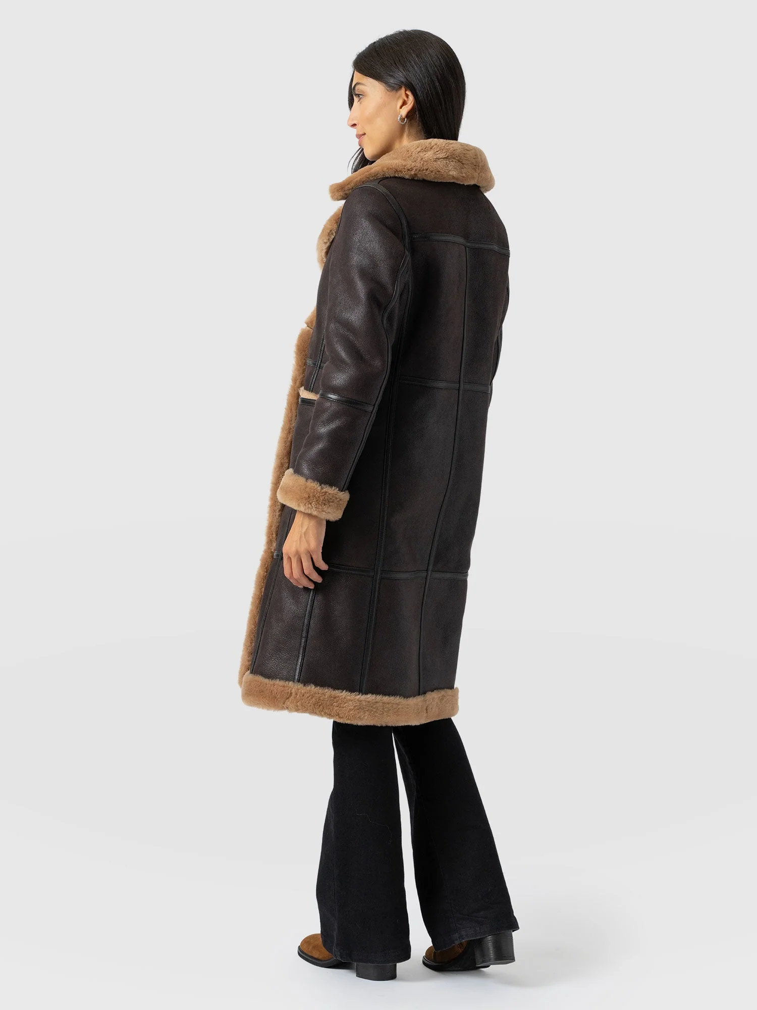 Ramone Shearling Reversible Coat - Brown - Image 6